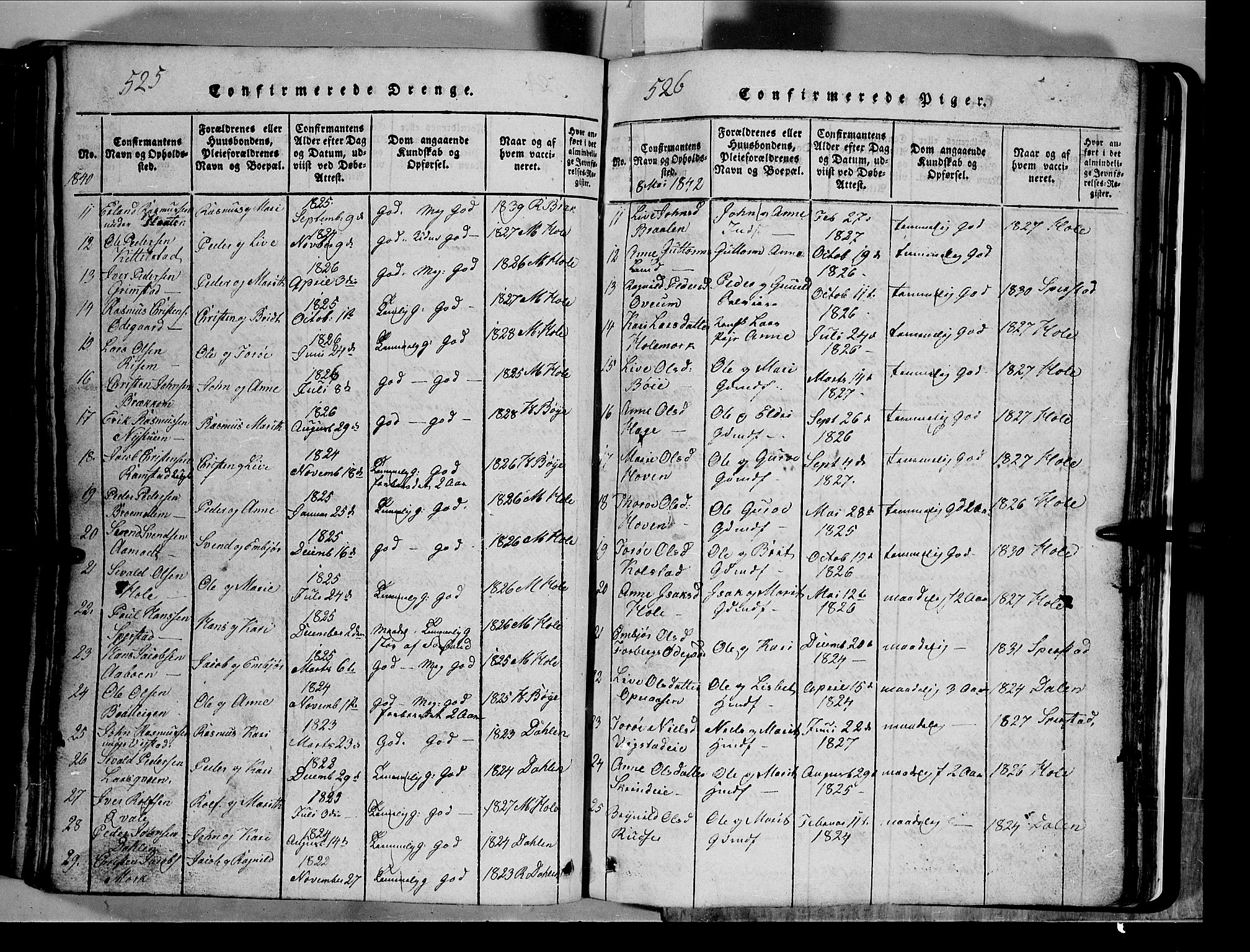 Lom prestekontor, SAH/PREST-070/L/L0003: Parish register (copy) no. 3, 1815-1844, p. 525-526