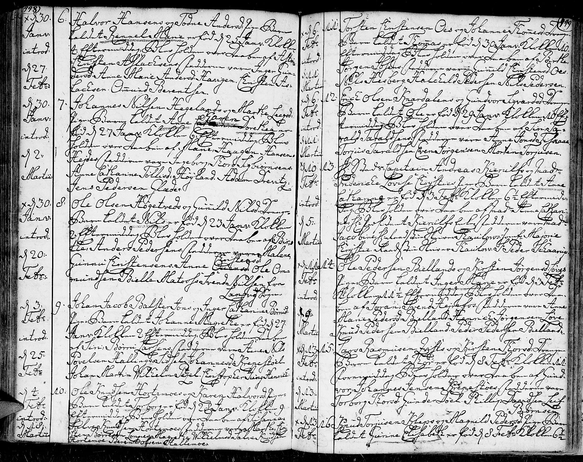 Kristiansand domprosti, AV/SAK-1112-0006/F/Fa/L0002: Parish register (official) no. A 2, 1755-1778, p. 448-449
