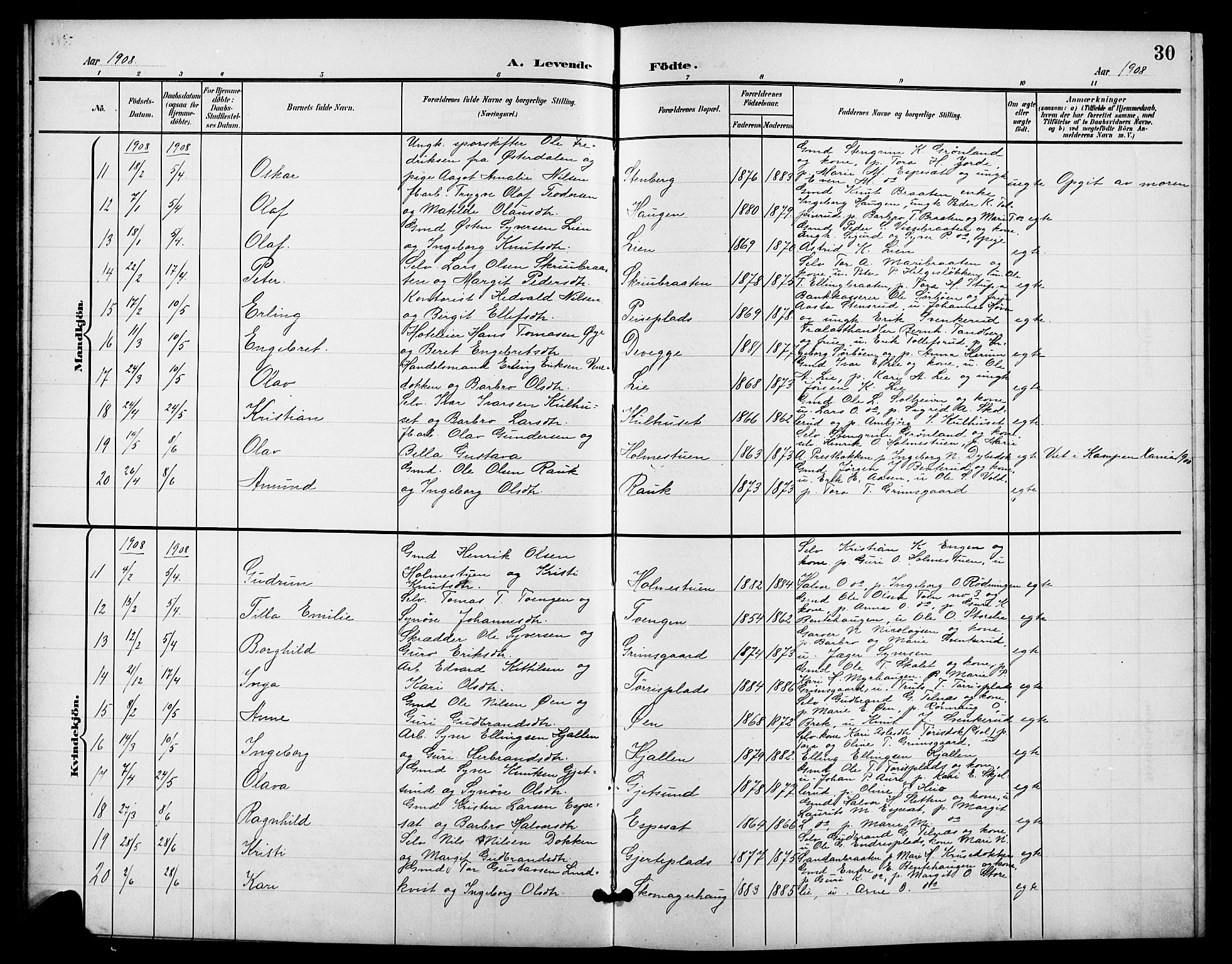 Nes kirkebøker, AV/SAKO-A-236/G/Ga/L0004: Parish register (copy) no. I 4, 1900-1925, p. 30