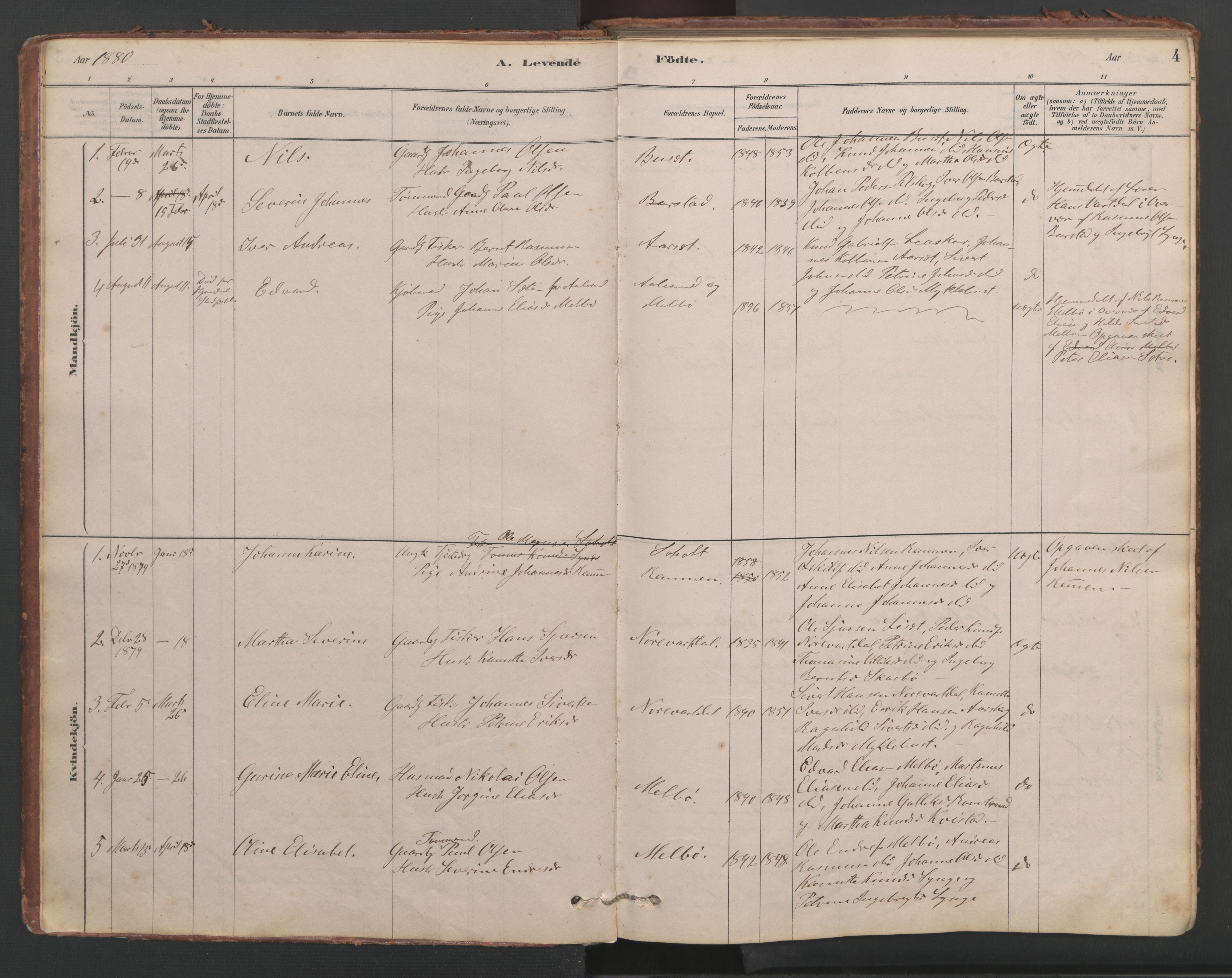 Ministerialprotokoller, klokkerbøker og fødselsregistre - Møre og Romsdal, SAT/A-1454/514/L0201: Parish register (copy) no. 514C01, 1878-1919, p. 4