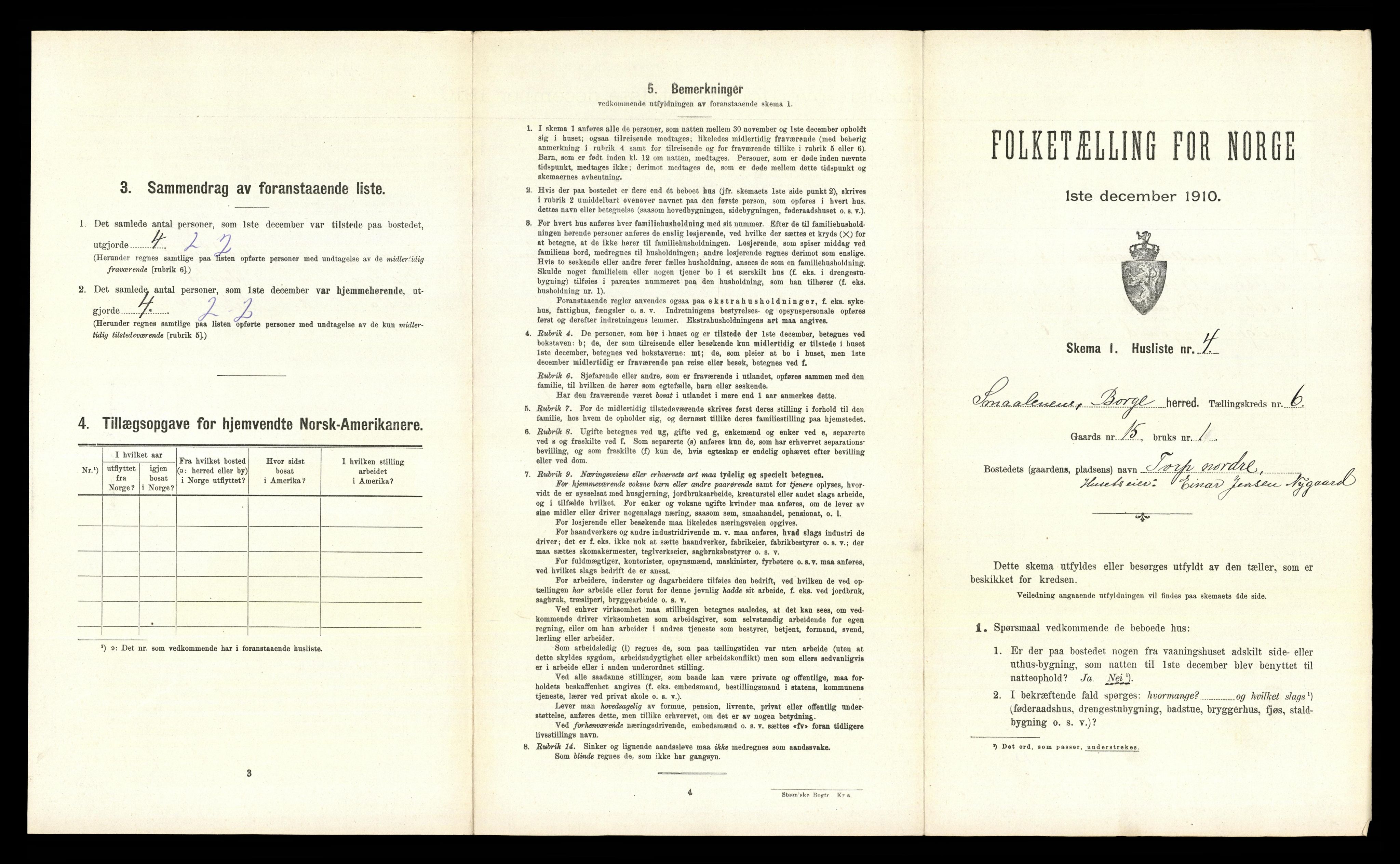 RA, 1910 census for Borge, 1910, p. 742