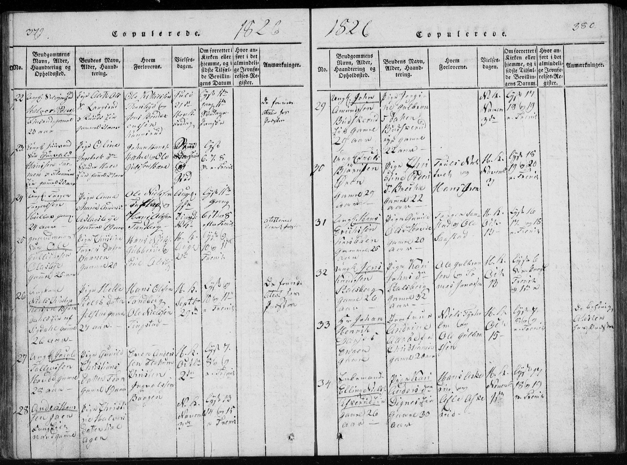 Modum kirkebøker, AV/SAKO-A-234/G/Ga/L0002: Parish register (copy) no. I 2, 1824-1832, p. 379-380