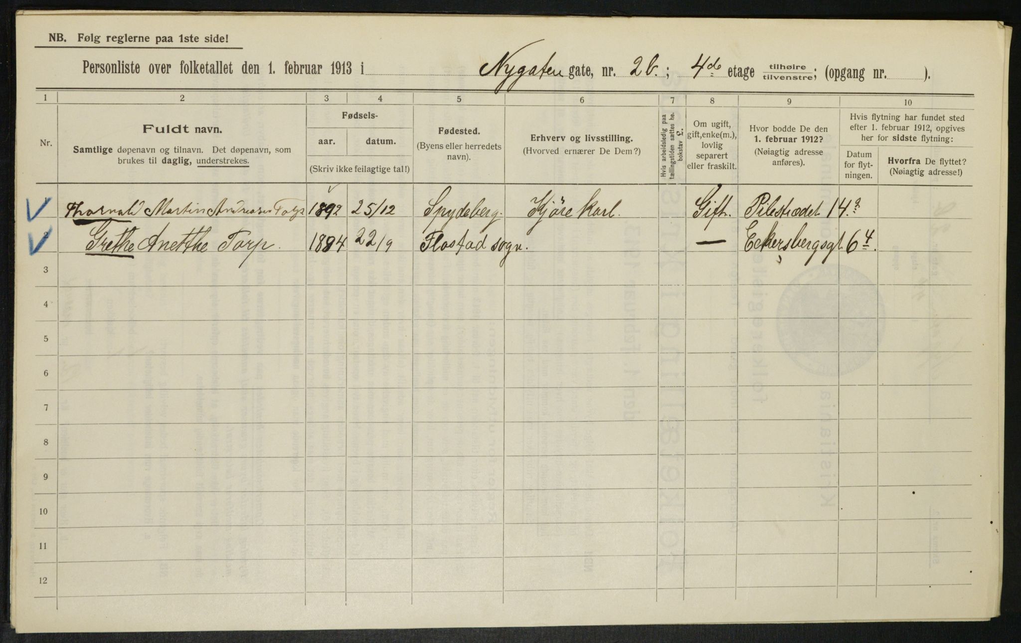 OBA, Municipal Census 1913 for Kristiania, 1913, p. 74014