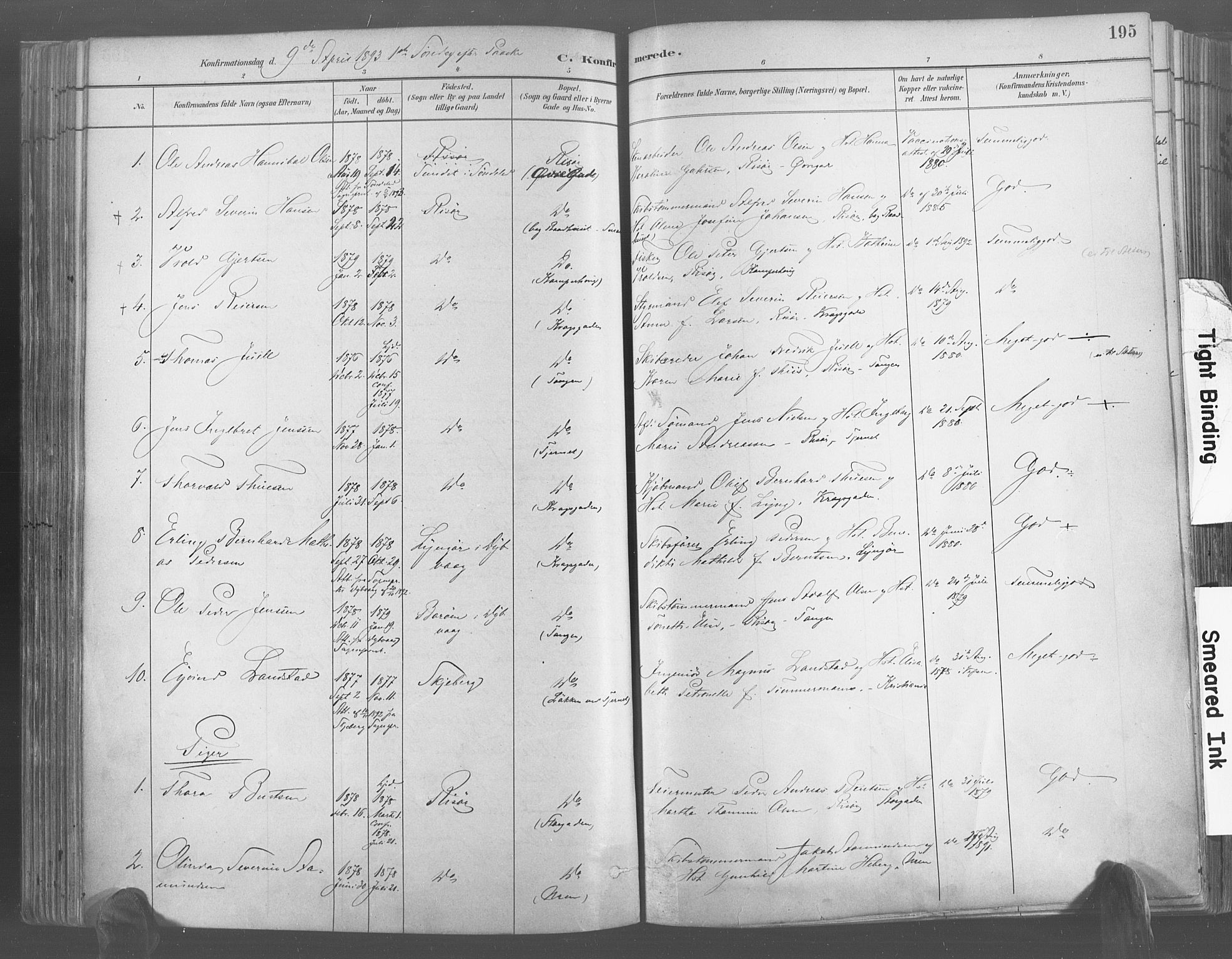 Risør sokneprestkontor, AV/SAK-1111-0035/F/Fa/L0005: Parish register (official) no. A 5, 1883-1895, p. 196