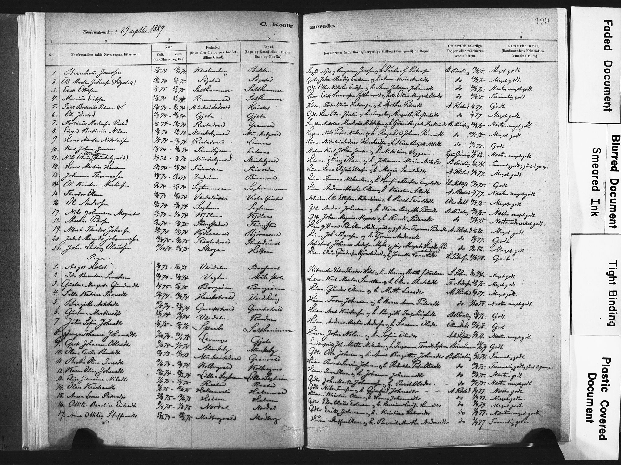 Ministerialprotokoller, klokkerbøker og fødselsregistre - Nord-Trøndelag, SAT/A-1458/721/L0207: Parish register (official) no. 721A02, 1880-1911, p. 129
