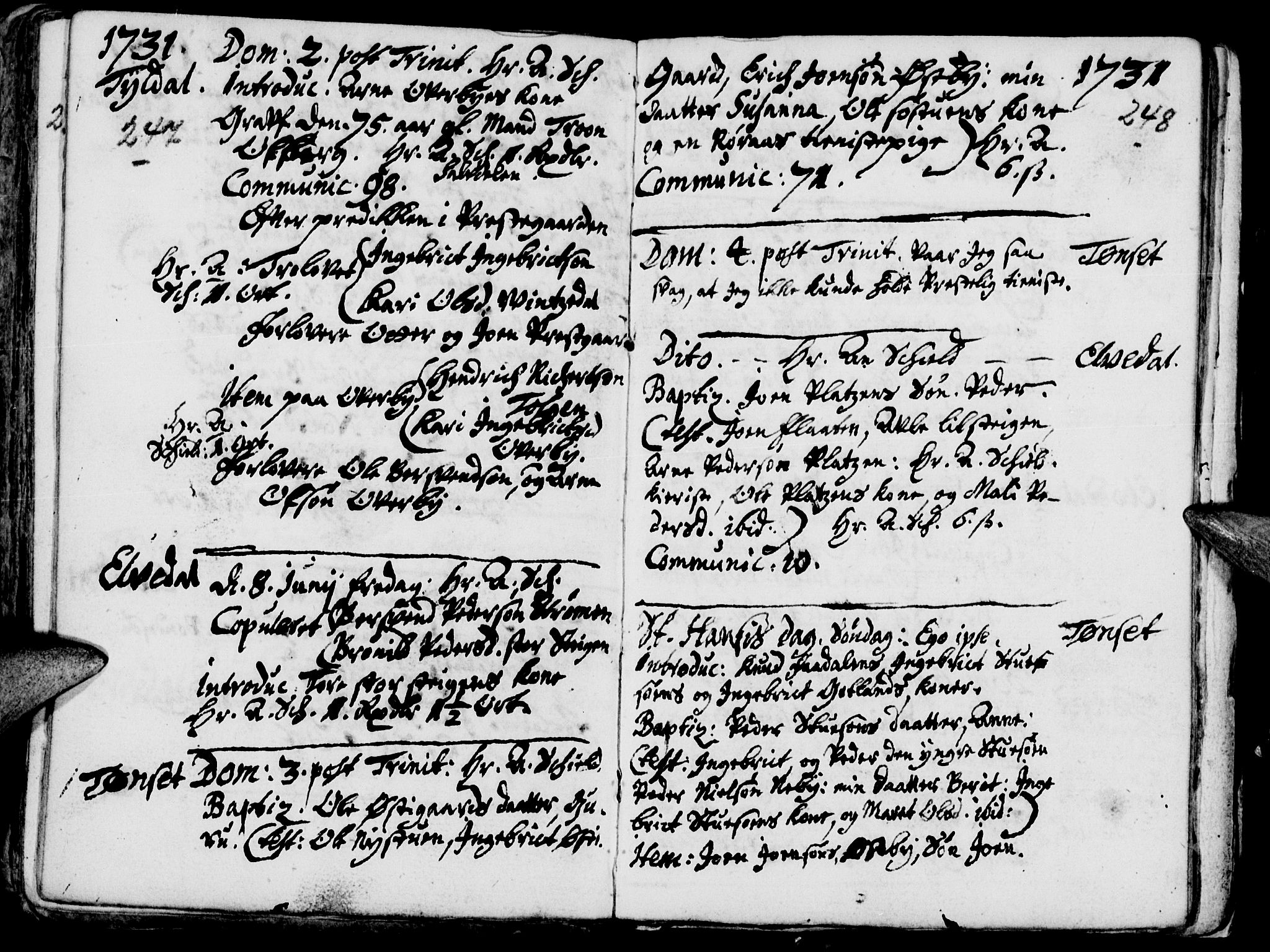 Tynset prestekontor, SAH/PREST-058/H/Ha/Haa/L0001: Parish register (official) no. 1, 1722-1732, p. 247-248