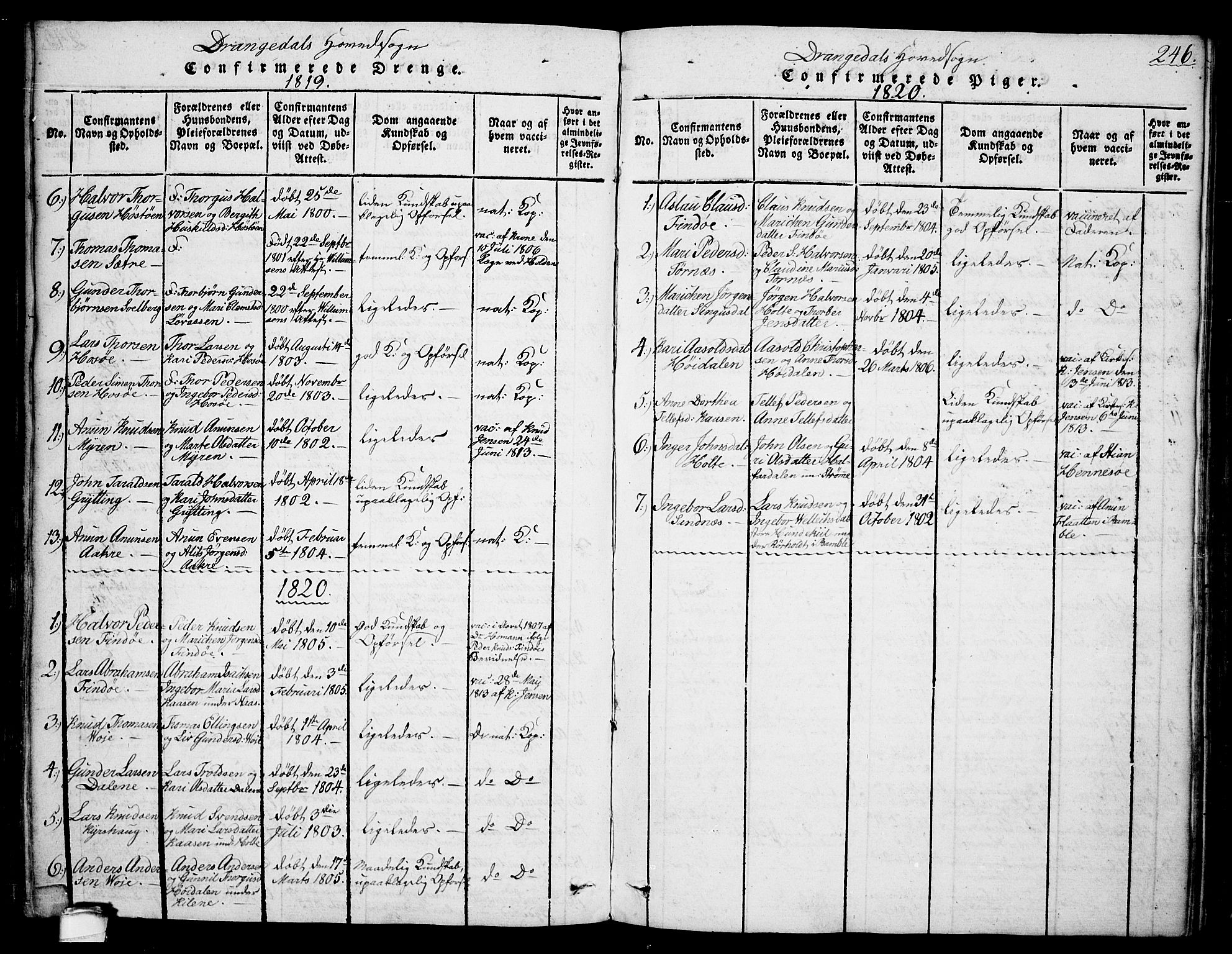 Drangedal kirkebøker, AV/SAKO-A-258/F/Fa/L0005: Parish register (official) no. 5 /1, 1814-1831, p. 246