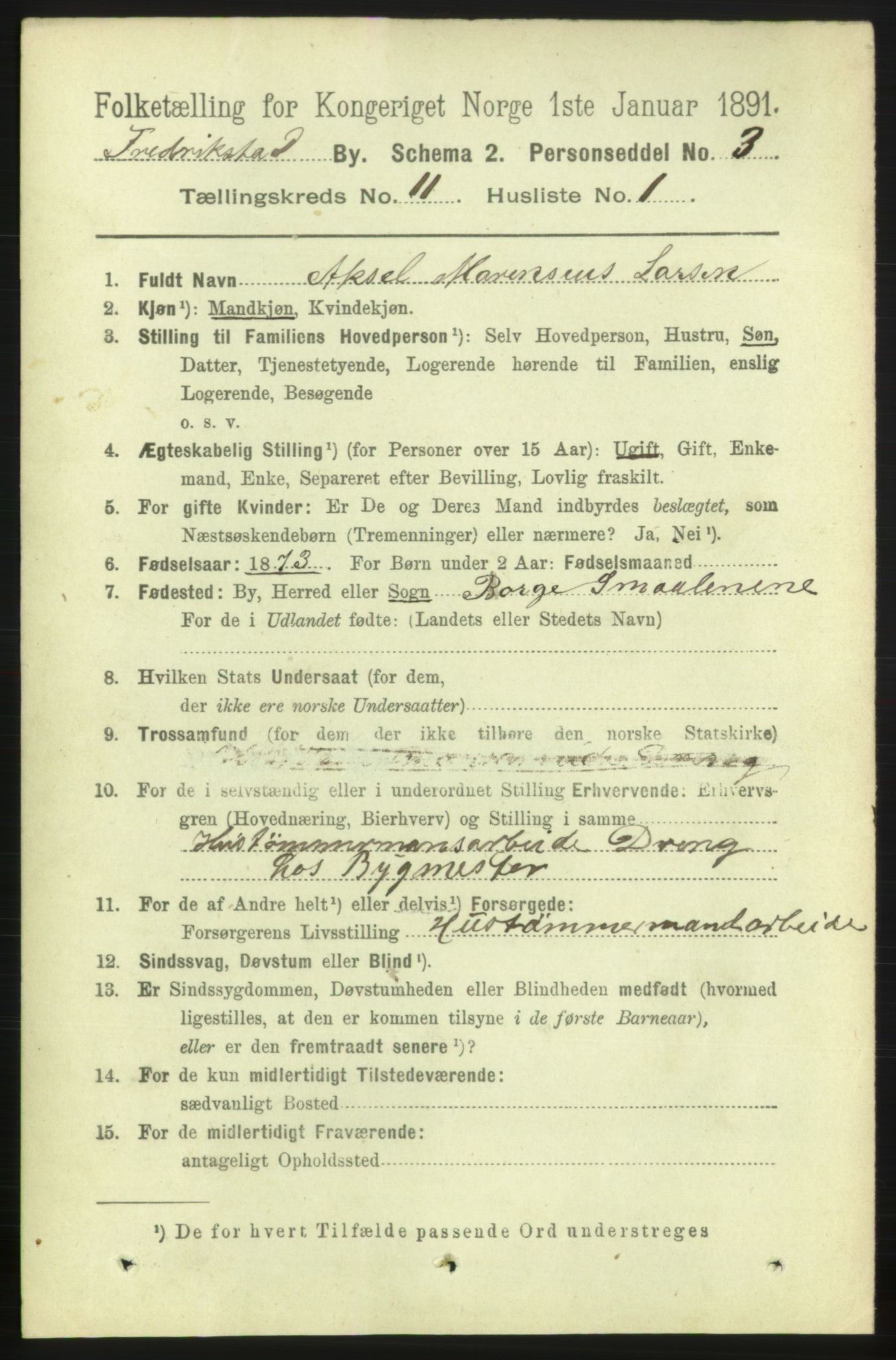 RA, 1891 census for 0103 Fredrikstad, 1891, p. 12564