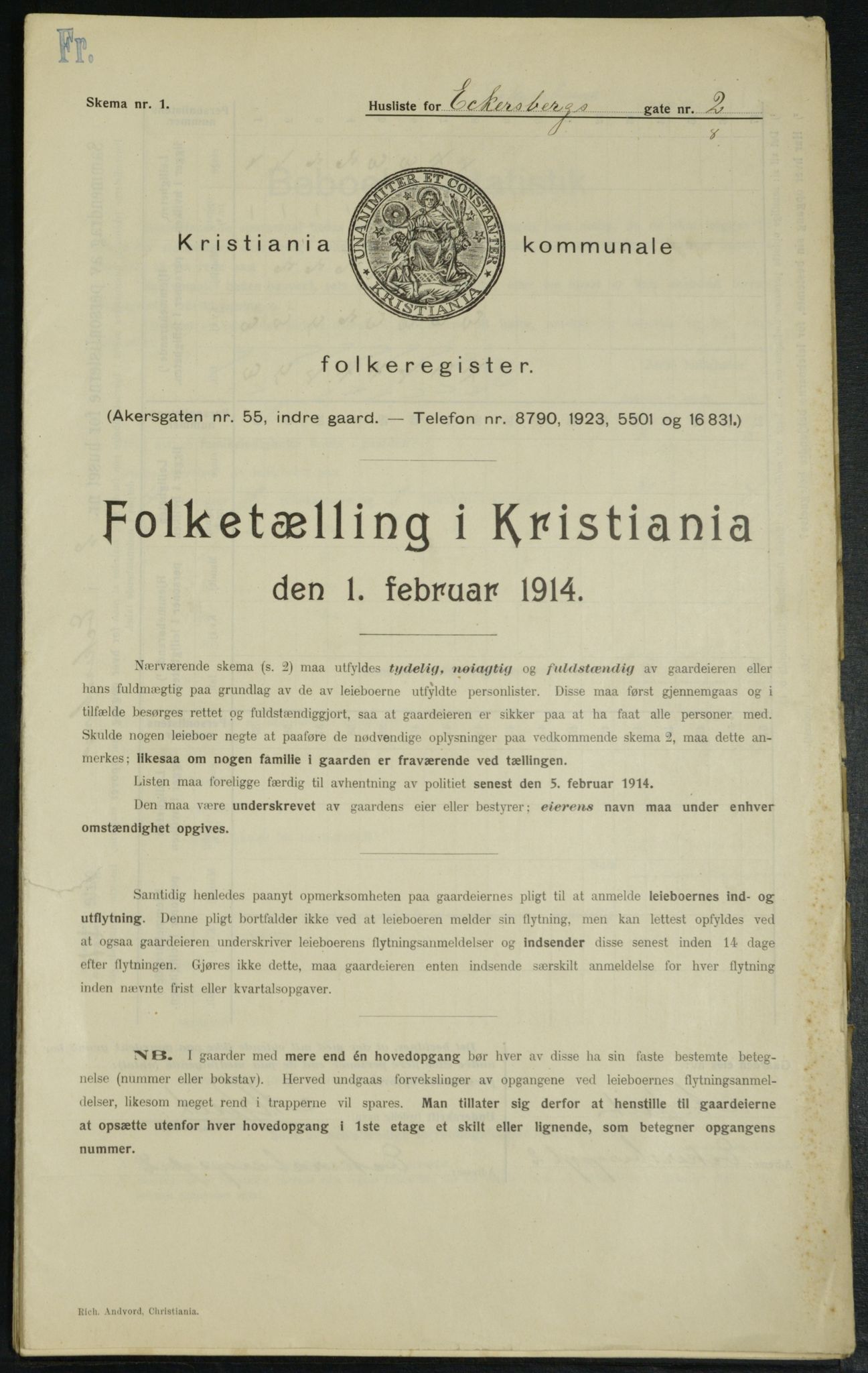 OBA, Municipal Census 1914 for Kristiania, 1914, p. 18367