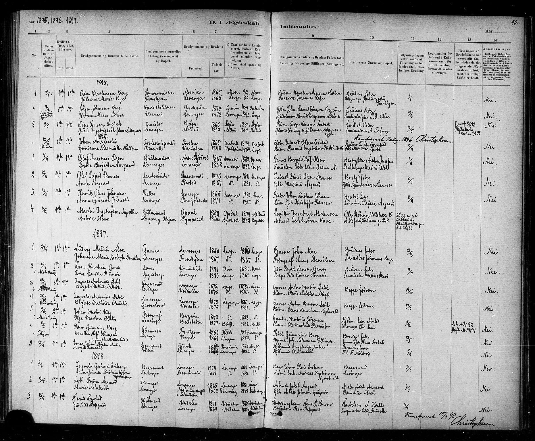 Ministerialprotokoller, klokkerbøker og fødselsregistre - Nord-Trøndelag, SAT/A-1458/720/L0192: Parish register (copy) no. 720C01, 1880-1917, p. 90