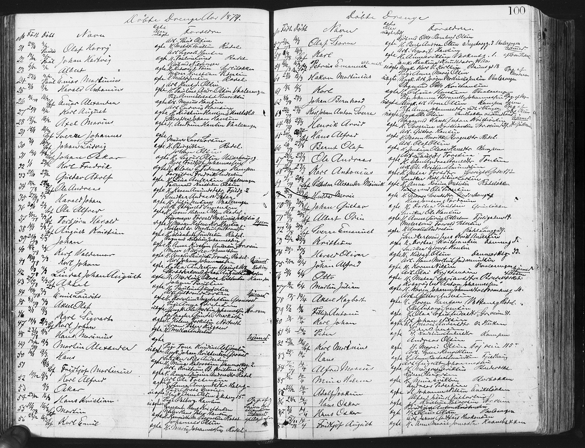 Østre Aker prestekontor Kirkebøker, SAO/A-10840/G/Ga/L0003: Parish register (copy) no. I 3, 1868-1913, p. 100