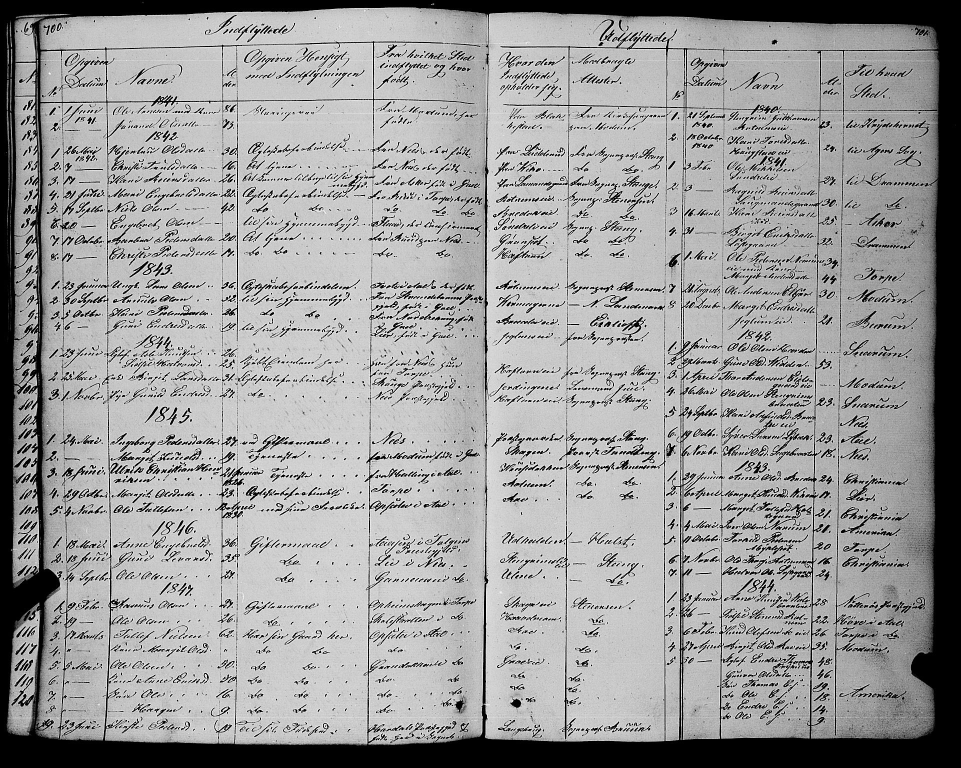 Gol kirkebøker, SAKO/A-226/F/Fa/L0002: Parish register (official) no. I 2, 1837-1863, p. 700-701