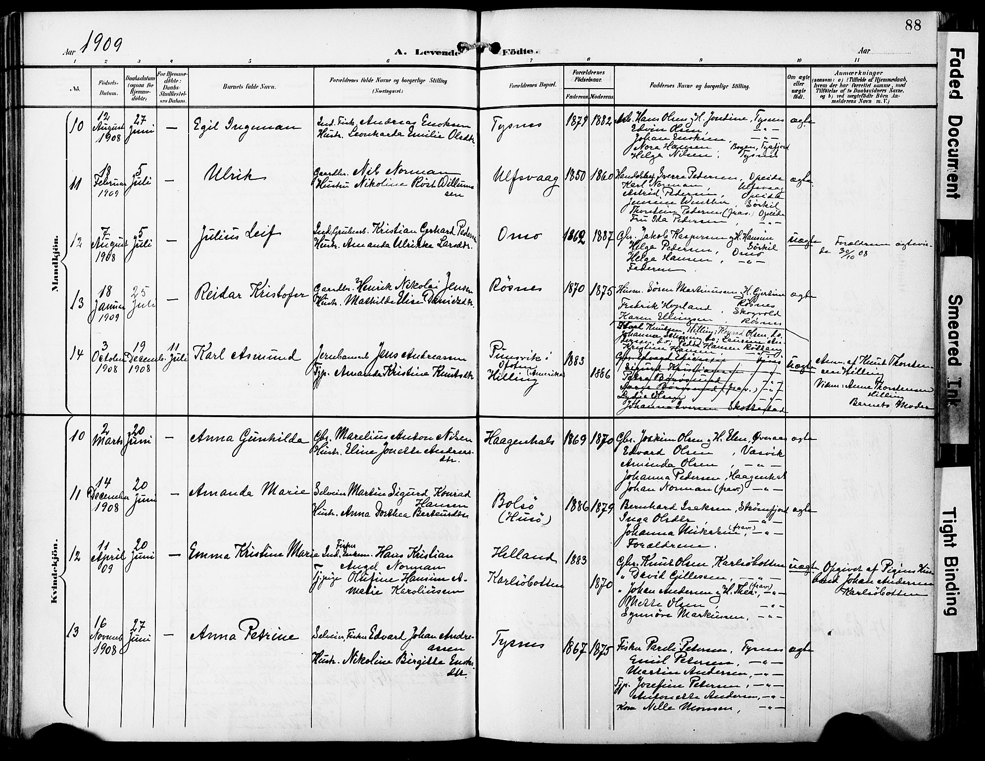 Ministerialprotokoller, klokkerbøker og fødselsregistre - Nordland, AV/SAT-A-1459/859/L0848: Parish register (official) no. 859A08, 1900-1912, p. 88