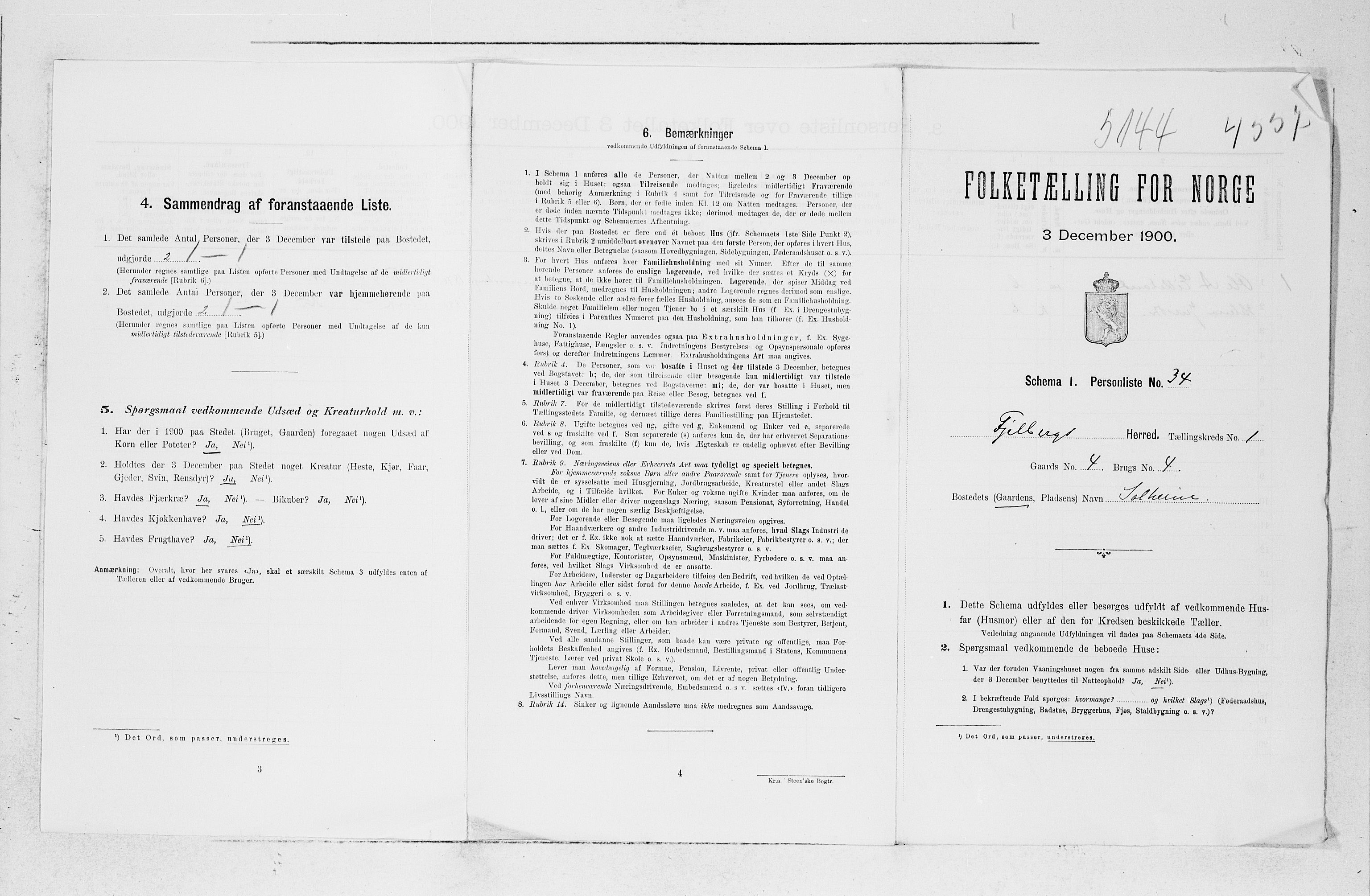 SAB, 1900 census for Fjelberg, 1900, p. 32