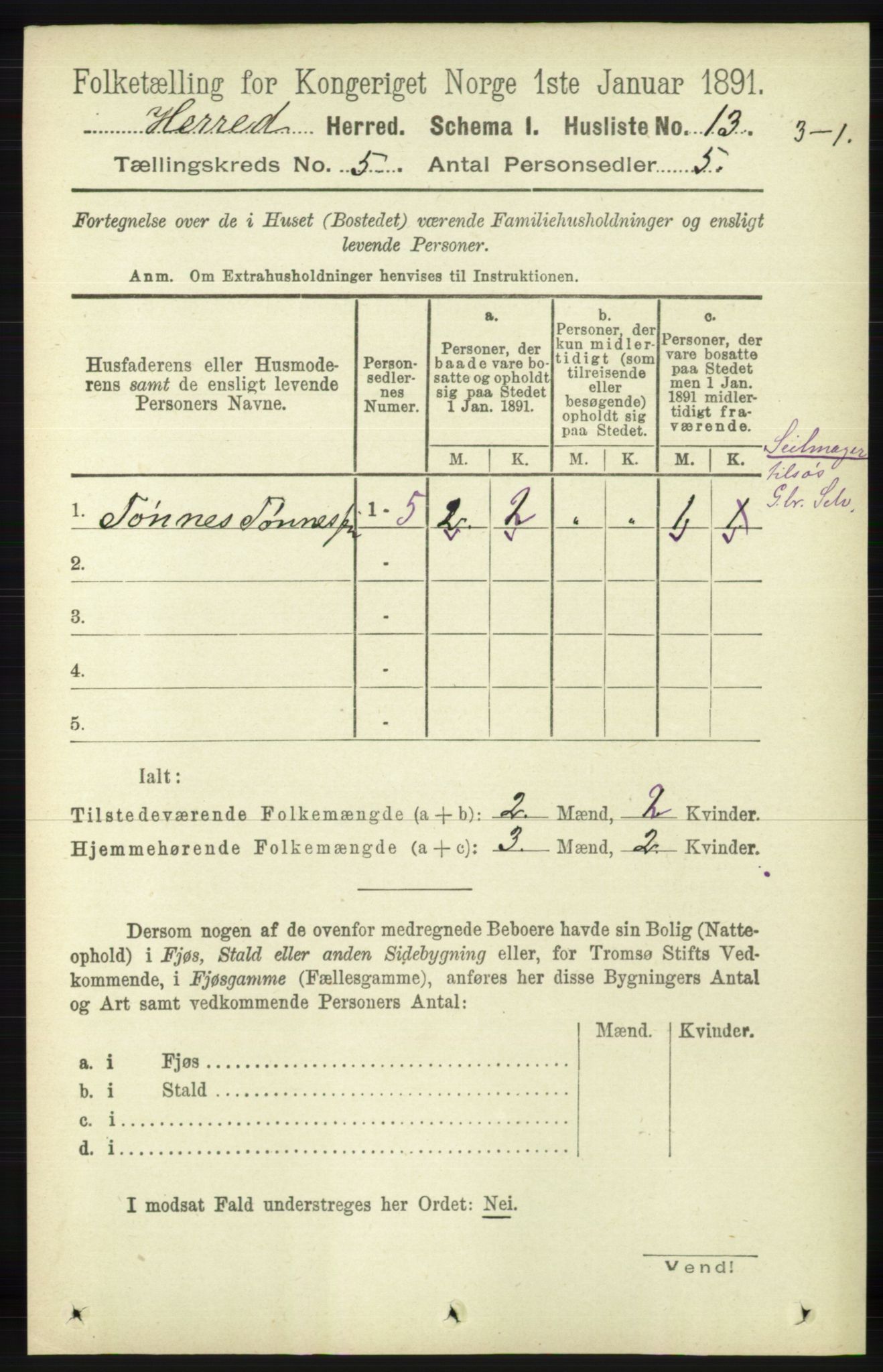 RA, 1891 census for 1039 Herad, 1891, p. 1739