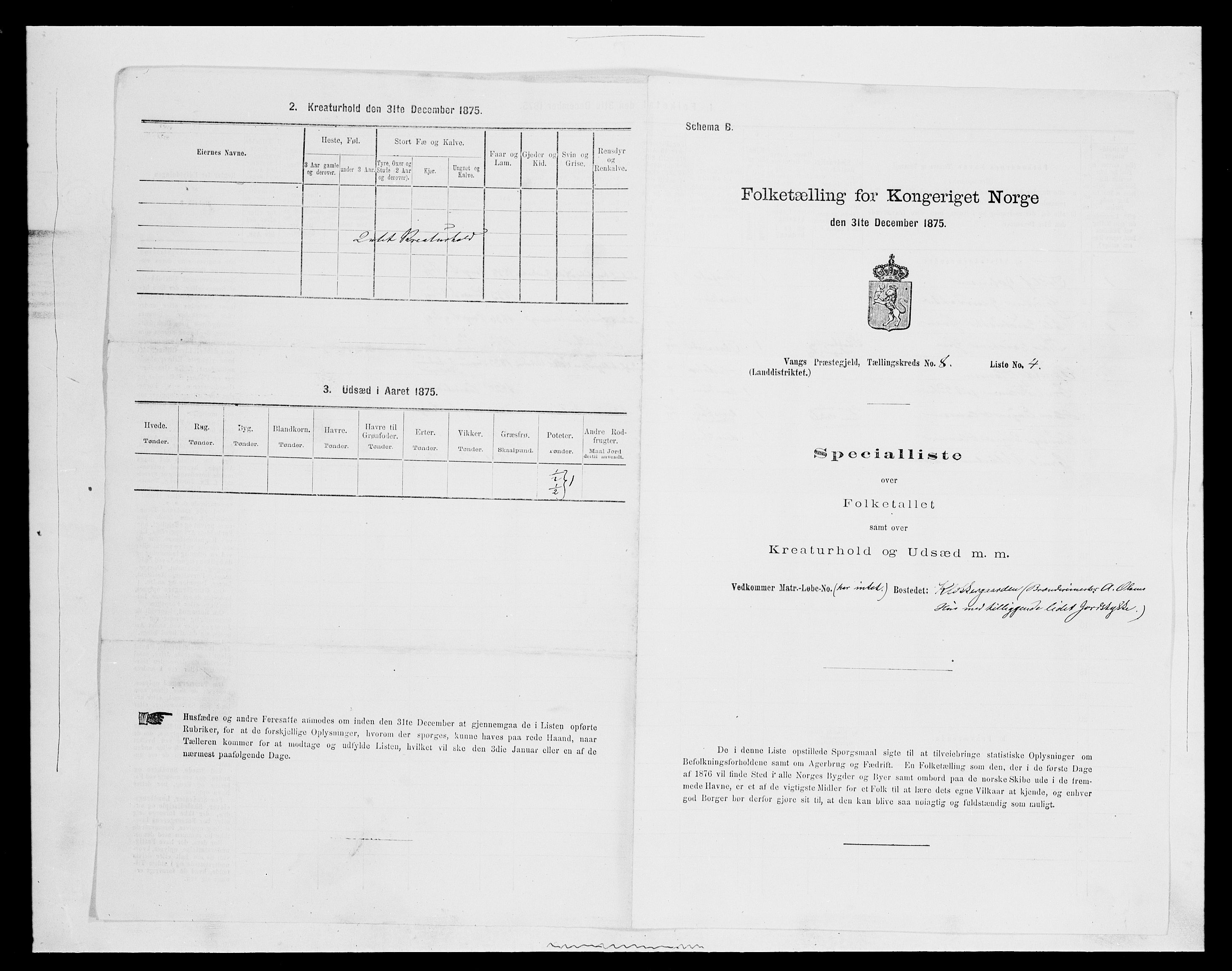 SAH, 1875 census for 0414L Vang/Vang og Furnes, 1875, p. 1636