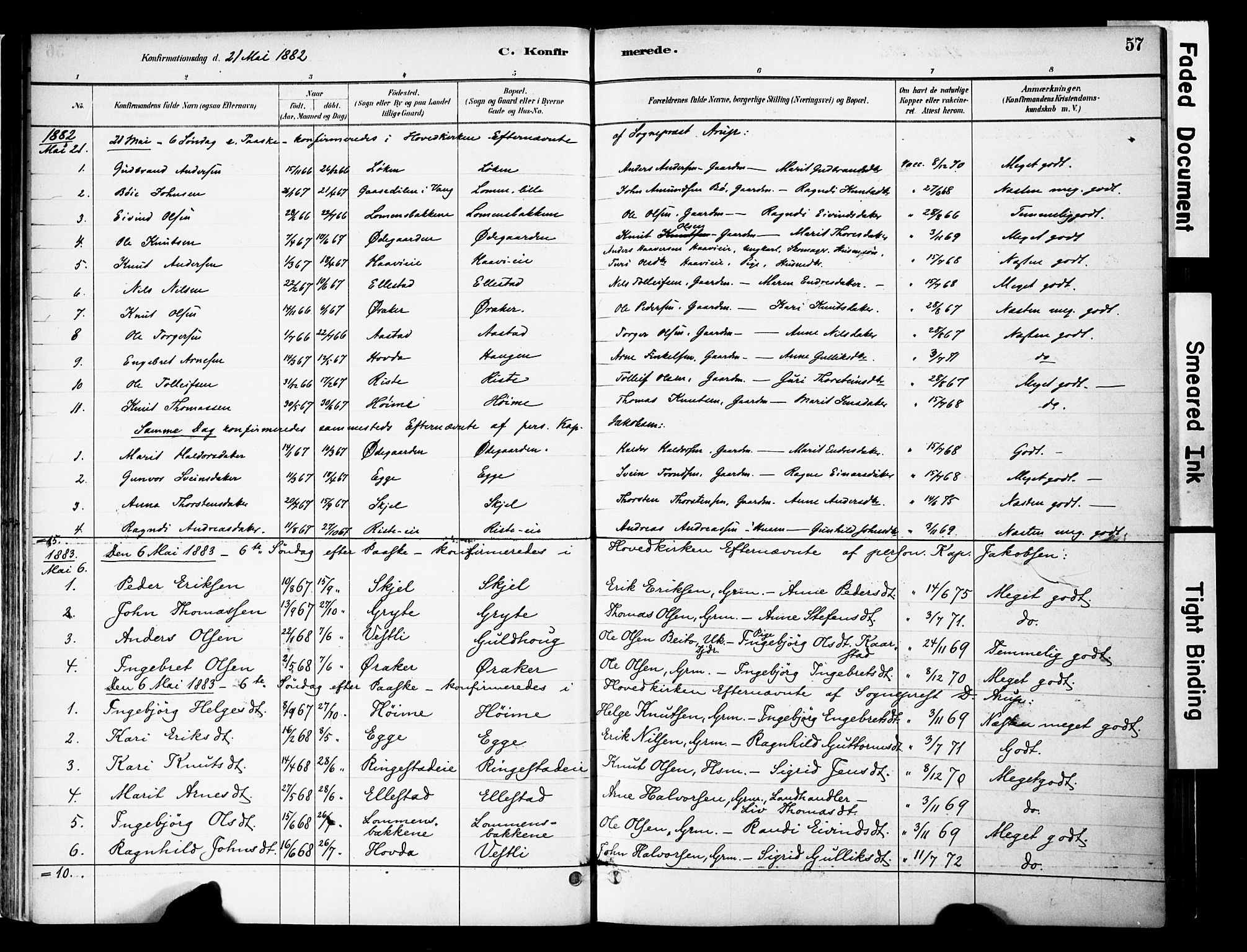 Vestre Slidre prestekontor, SAH/PREST-136/H/Ha/Haa/L0005: Parish register (official) no. 5, 1881-1912, p. 57