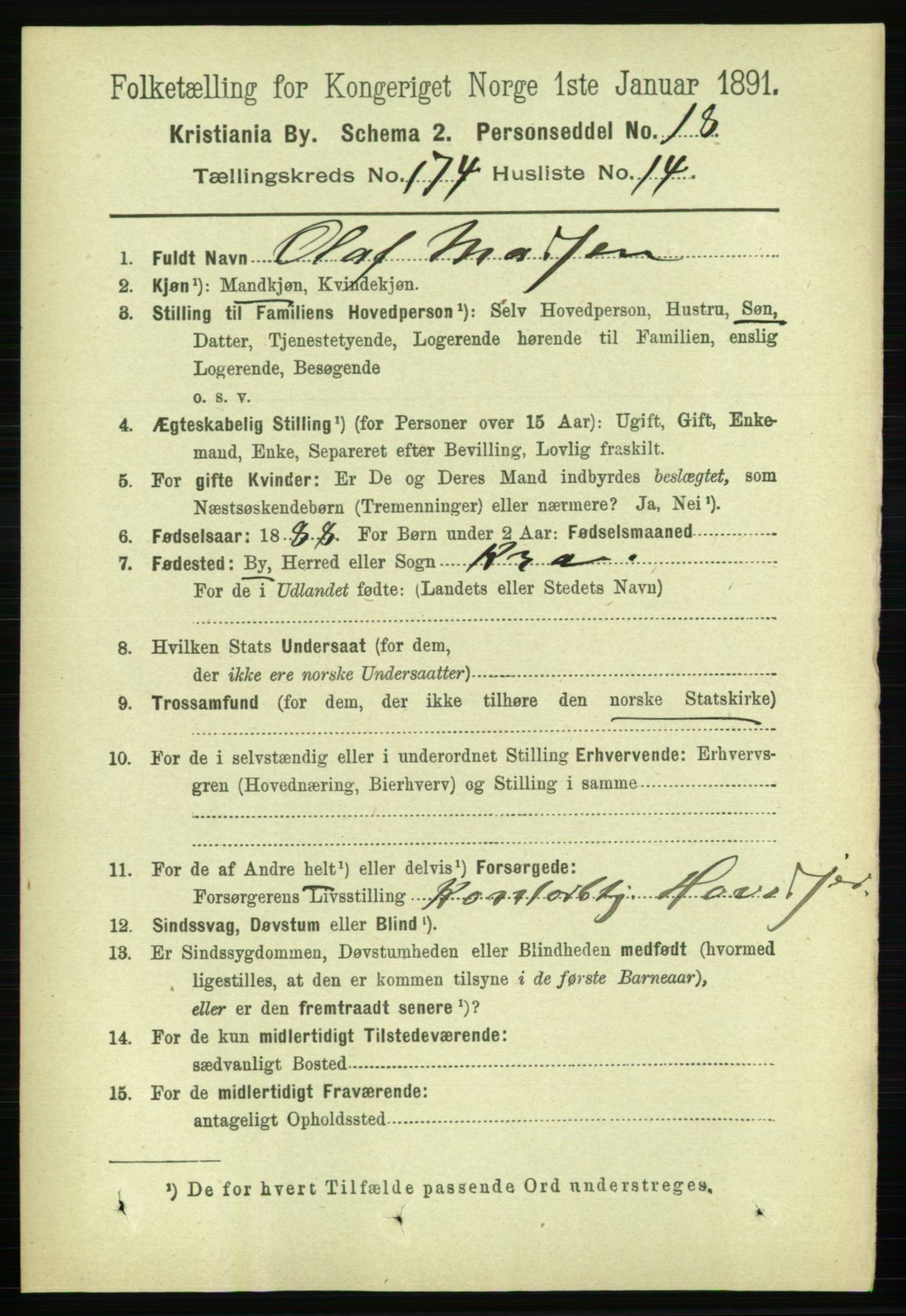 RA, 1891 census for 0301 Kristiania, 1891, p. 104194