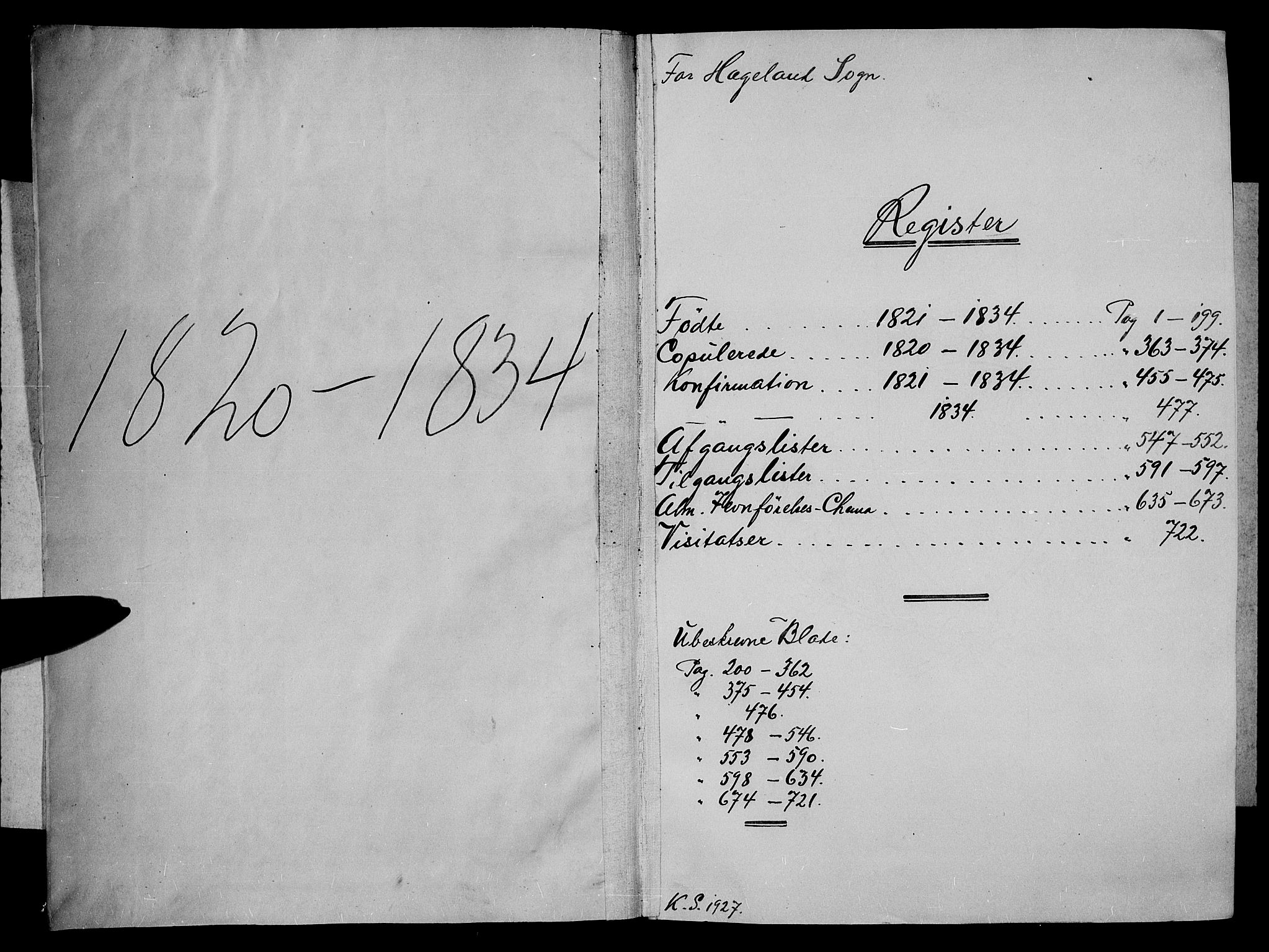 Vennesla sokneprestkontor, AV/SAK-1111-0045/Fb/Fba/L0001: Parish register (copy) no. B 1, 1820-1834