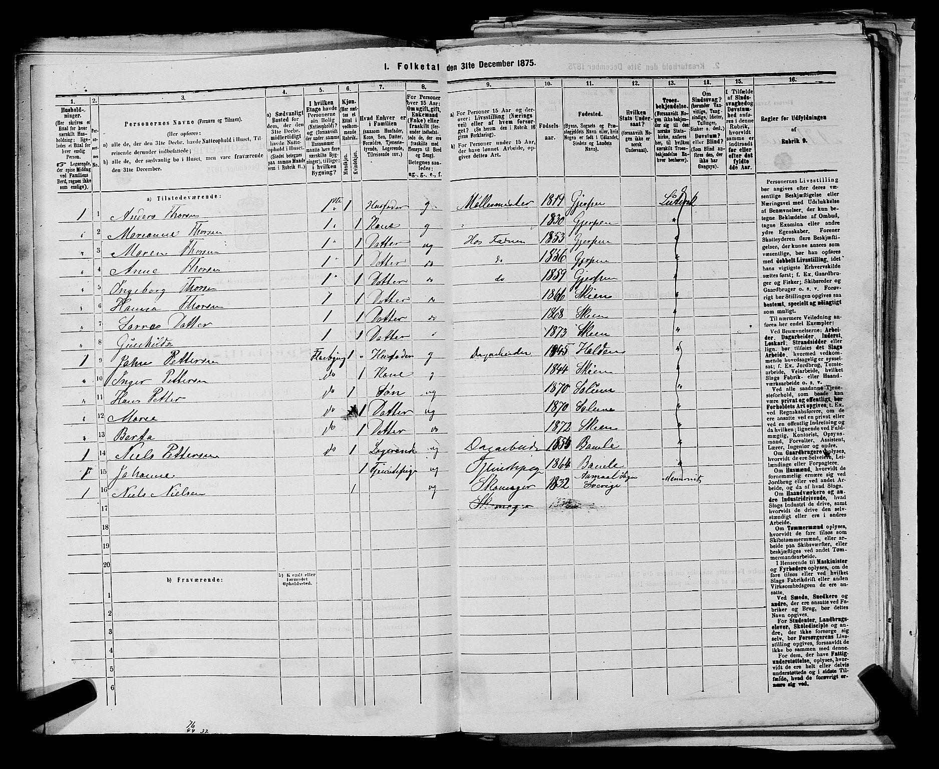 SAKO, 1875 census for 0806P Skien, 1875, p. 693