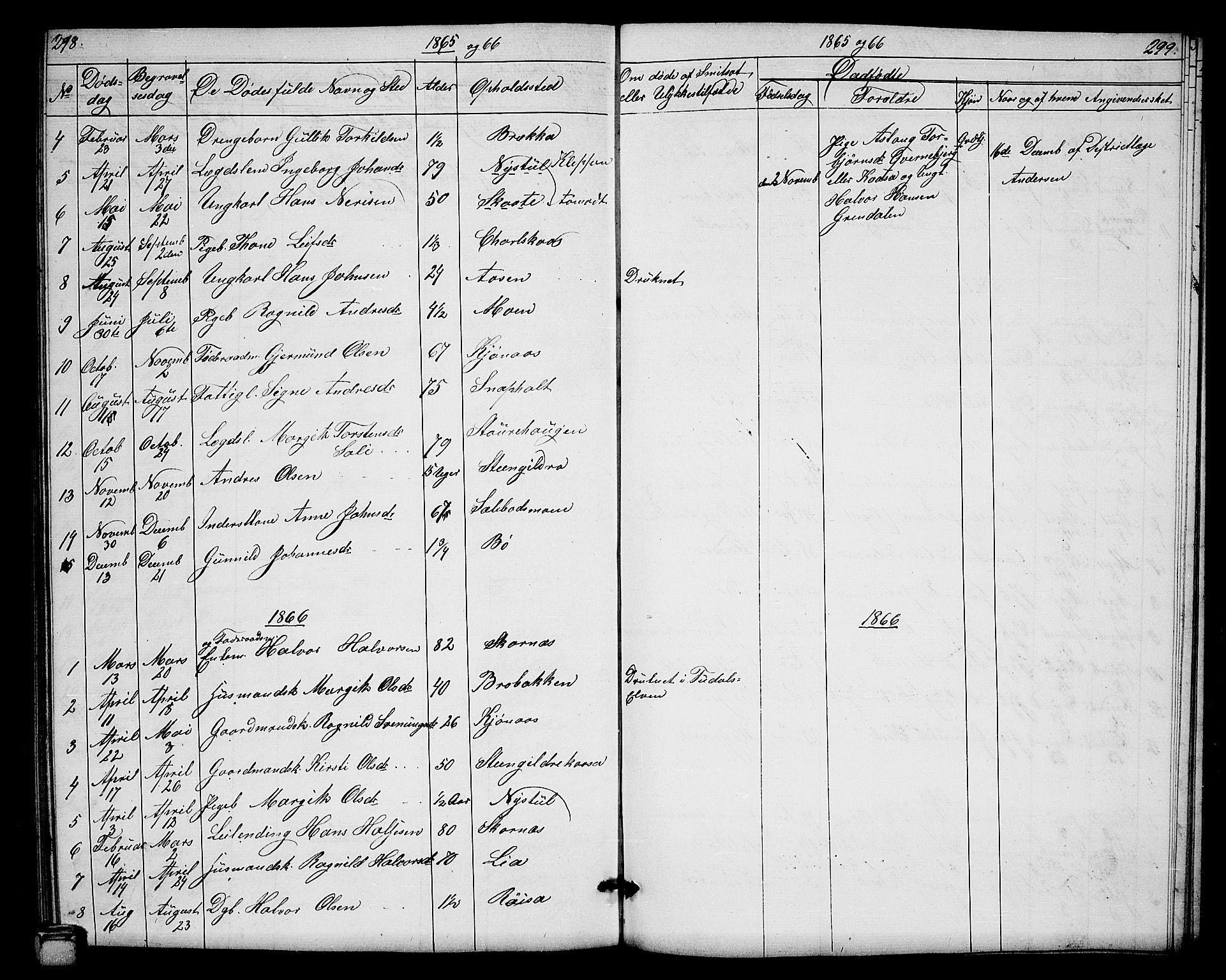 Hjartdal kirkebøker, SAKO/A-270/G/Gb/L0002: Parish register (copy) no. II 2, 1854-1884, p. 298-299
