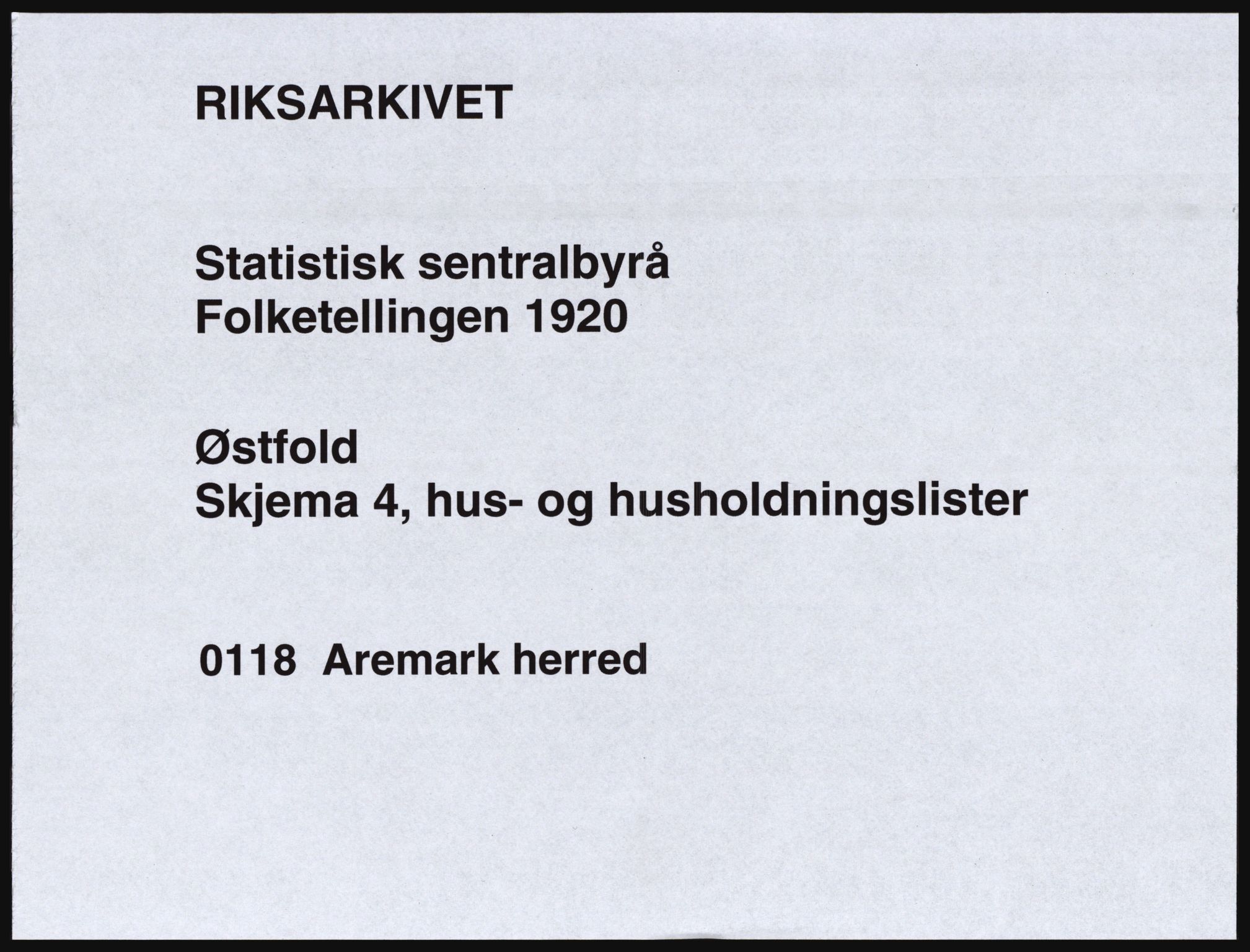 SAO, 1920 census for Aremark, 1920, p. 1