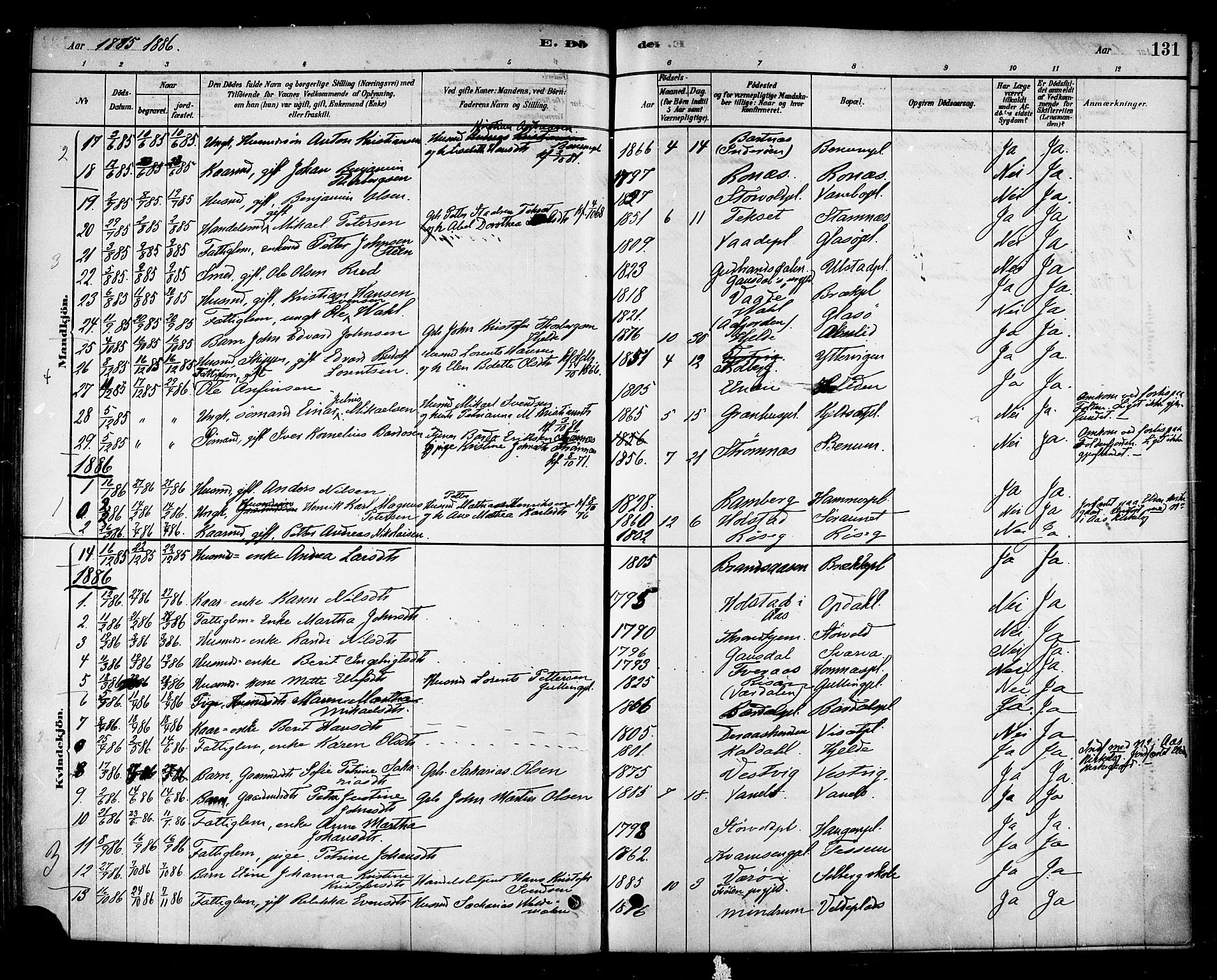 Ministerialprotokoller, klokkerbøker og fødselsregistre - Nord-Trøndelag, AV/SAT-A-1458/741/L0395: Parish register (official) no. 741A09, 1878-1888, p. 131