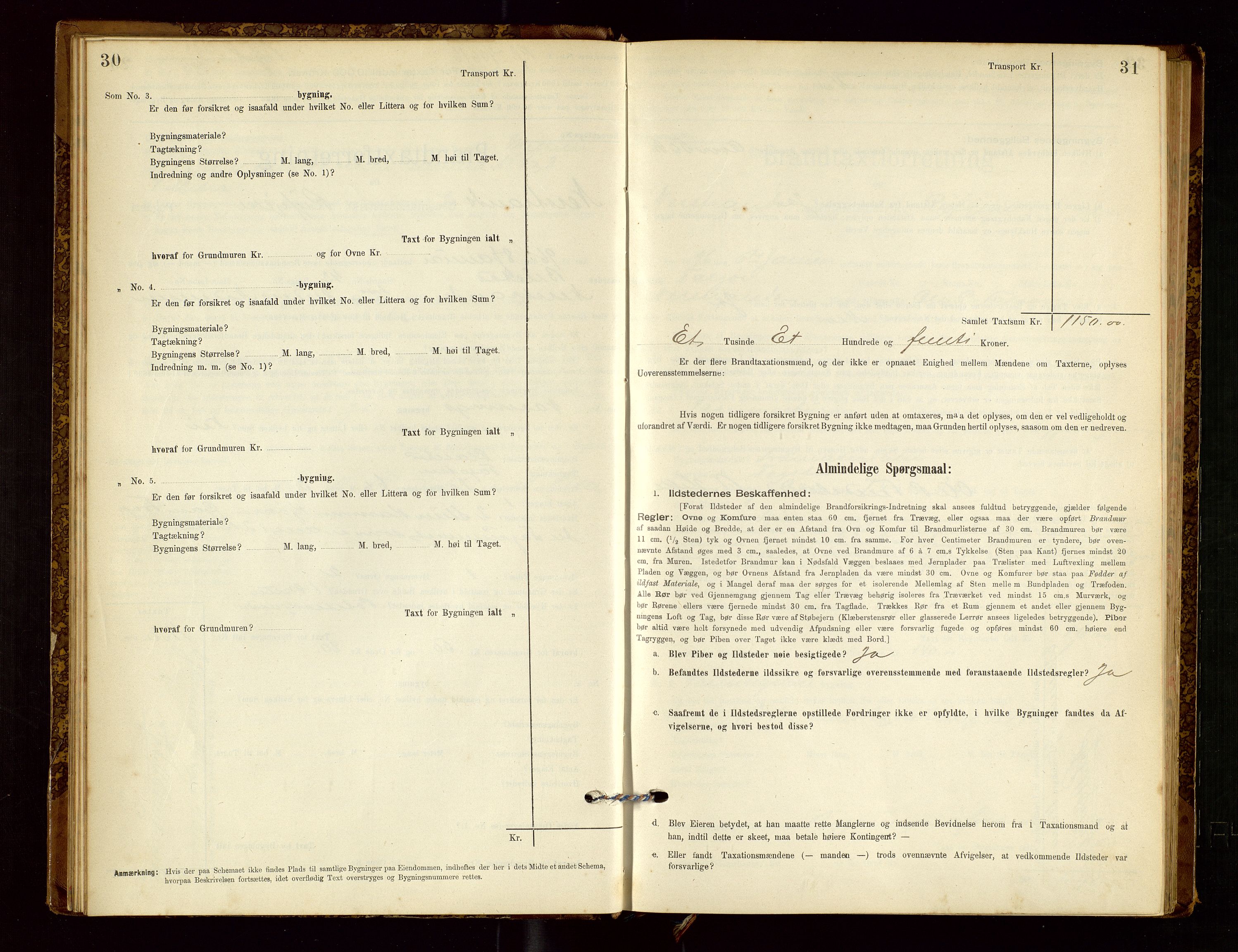 Nedstrand lensmannskontor, AV/SAST-A-100236/Gob/L0001: "Brandtaxationsprotokol for Nerstrand Lensmandsdistrikt Ryfylke fogderi", 1895-1915, p. 30-31