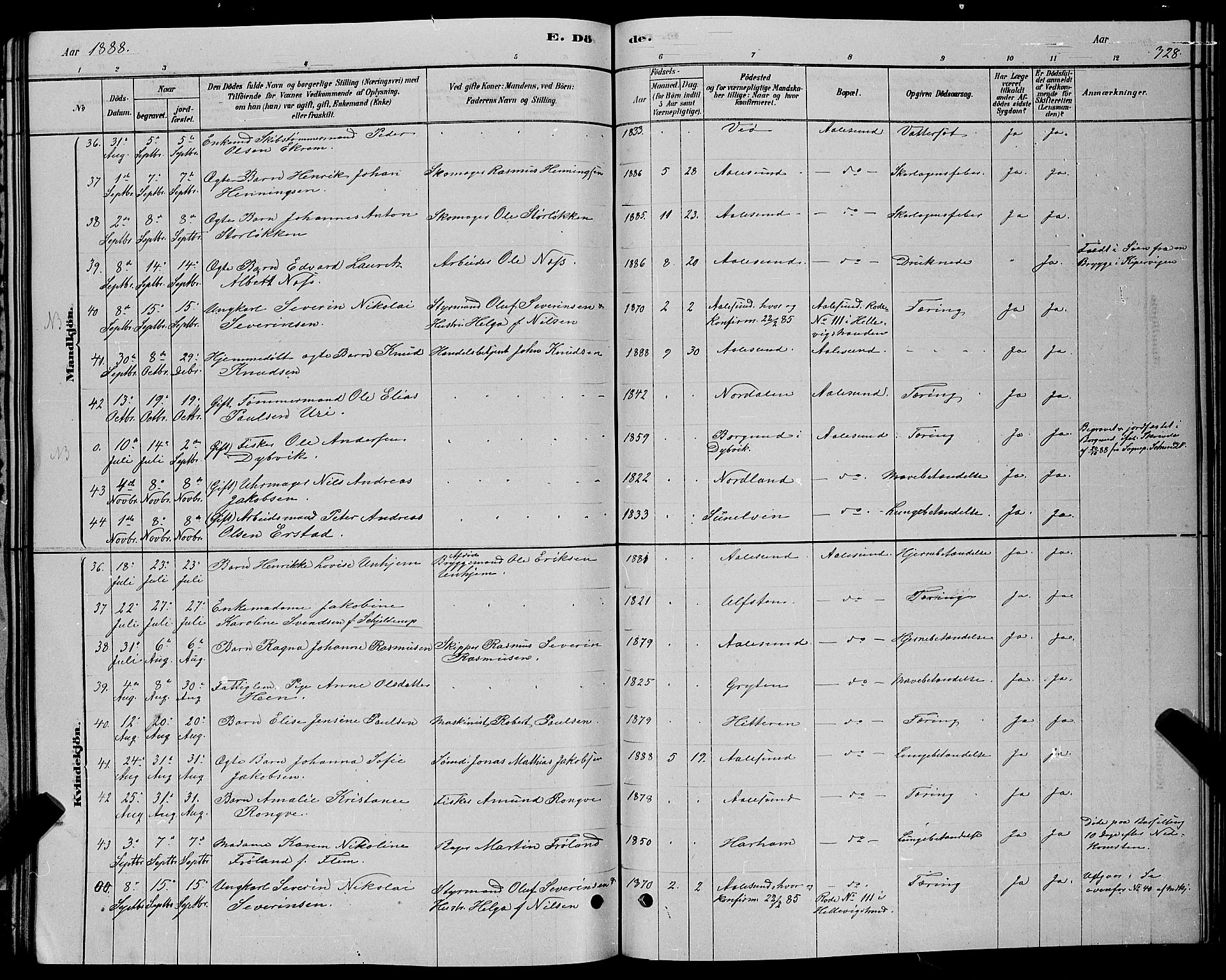 Ministerialprotokoller, klokkerbøker og fødselsregistre - Møre og Romsdal, AV/SAT-A-1454/529/L0466: Parish register (copy) no. 529C03, 1878-1888, p. 328