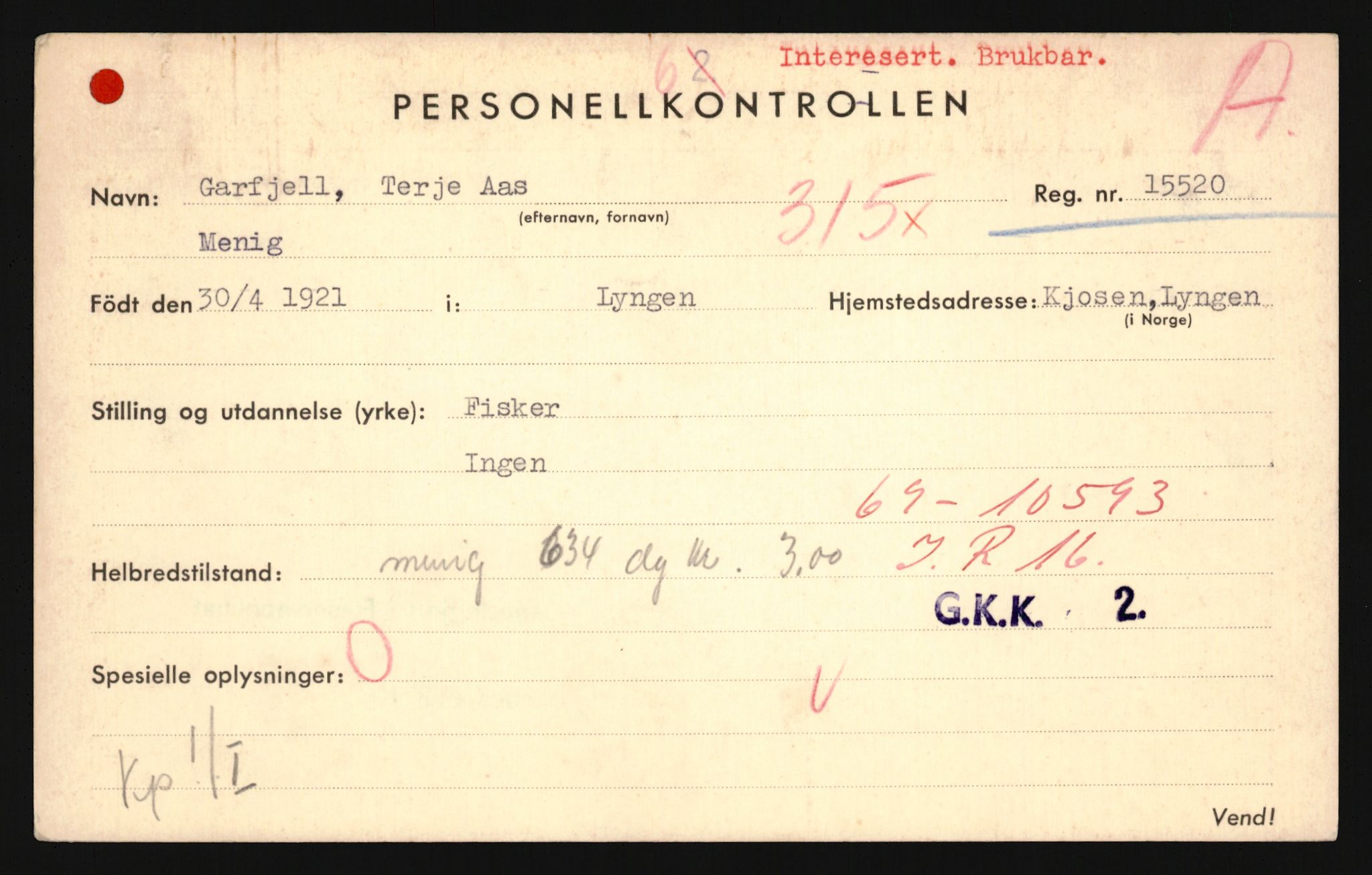 Forsvaret, Troms infanteriregiment nr. 16, AV/RA-RAFA-3146/P/Pa/L0024/0003: Rulleblad / Rulleblad for regimentets menige mannskaper, årsklasse 1942, 1942, p. 68