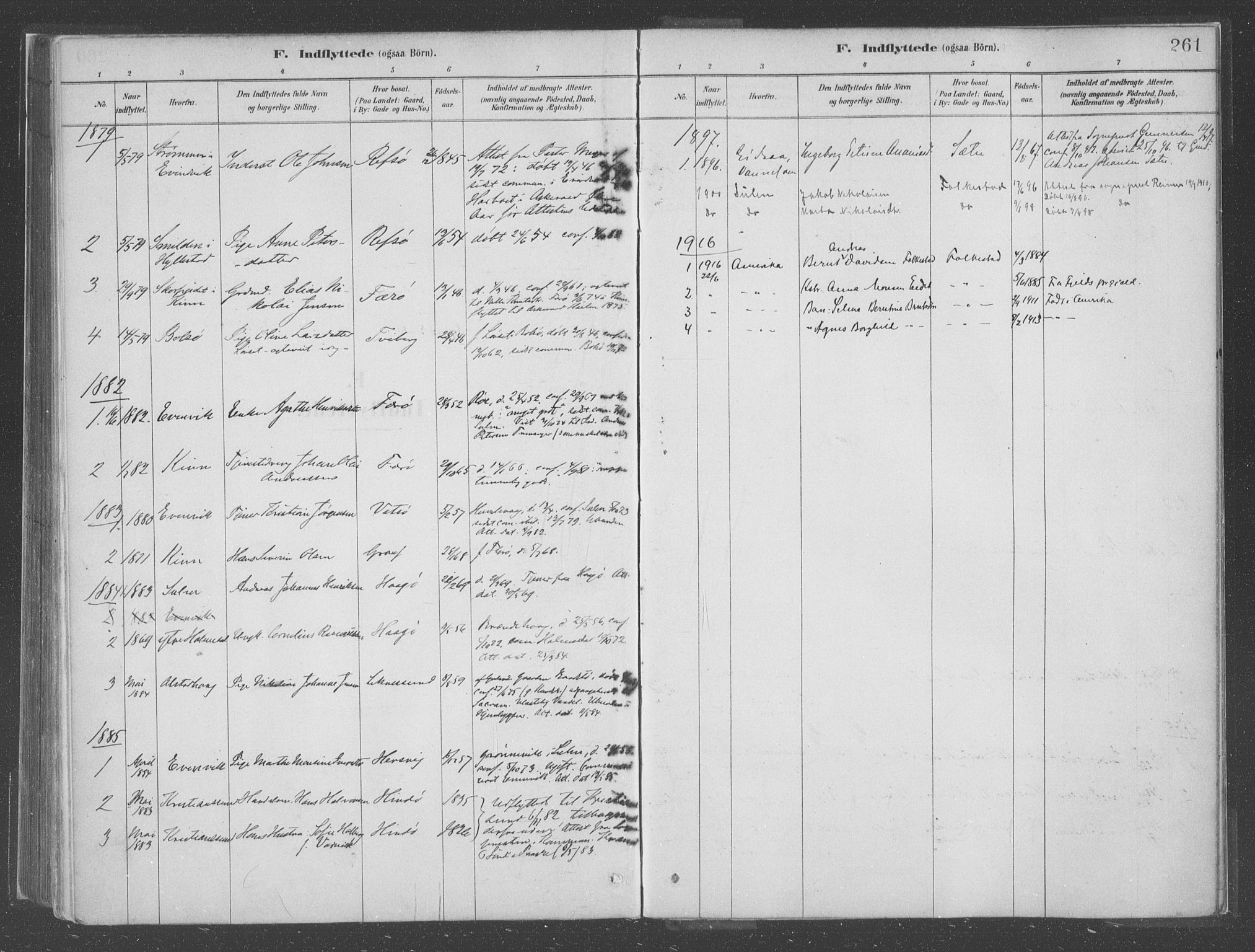 Askvoll sokneprestembete, AV/SAB-A-79501/H/Haa/Haac/L0001: Parish register (official) no. C  1, 1879-1922, p. 261