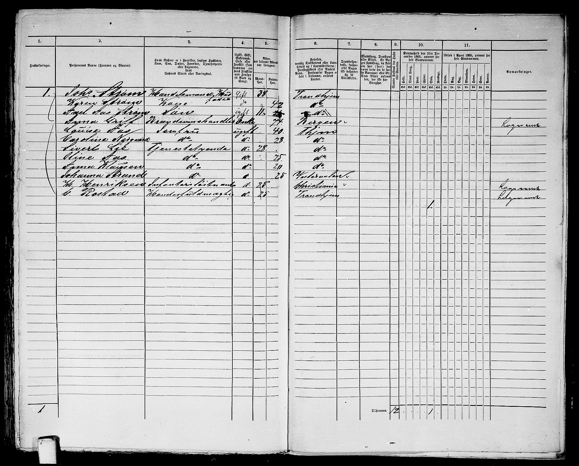 RA, 1865 census for Trondheim, 1865, p. 534