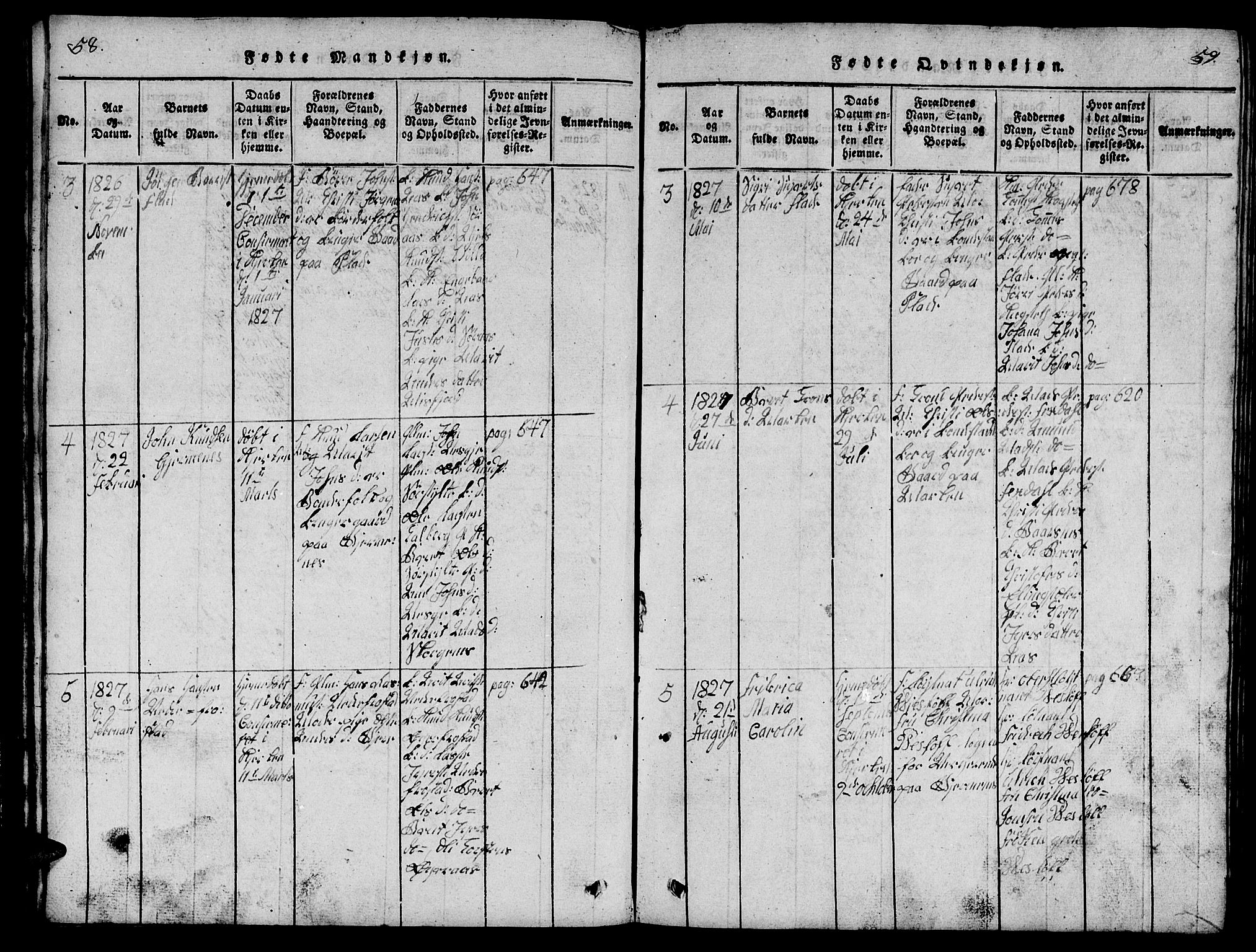 Ministerialprotokoller, klokkerbøker og fødselsregistre - Møre og Romsdal, AV/SAT-A-1454/539/L0535: Parish register (copy) no. 539C01, 1818-1842, p. 58-59