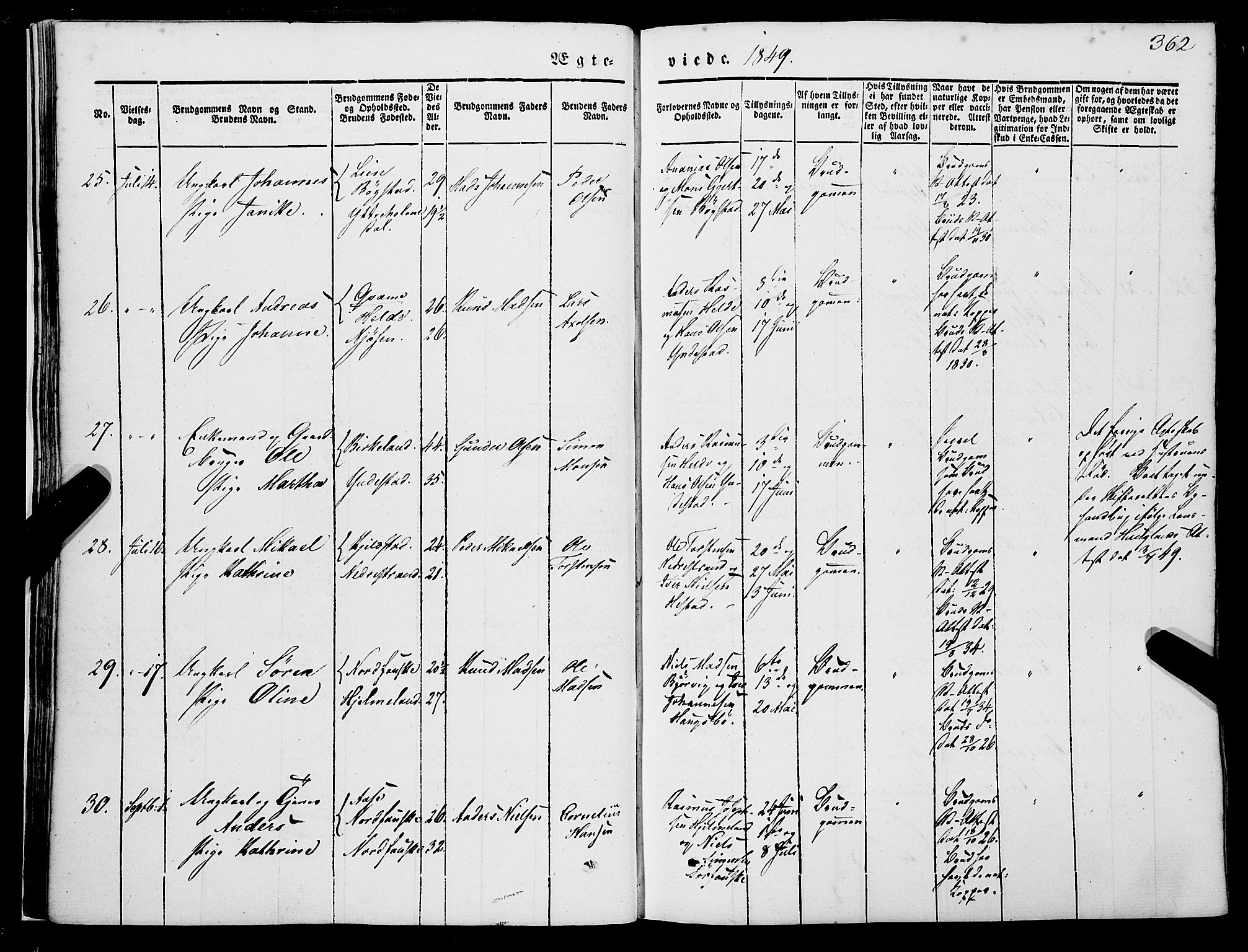 Gaular sokneprestembete, AV/SAB-A-80001/H/Haa: Parish register (official) no. A 4II, 1841-1859, p. 362