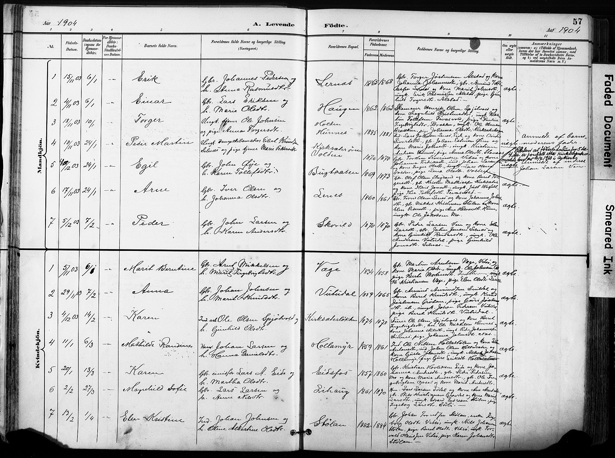 Ministerialprotokoller, klokkerbøker og fødselsregistre - Sør-Trøndelag, SAT/A-1456/630/L0497: Parish register (official) no. 630A10, 1896-1910, p. 57