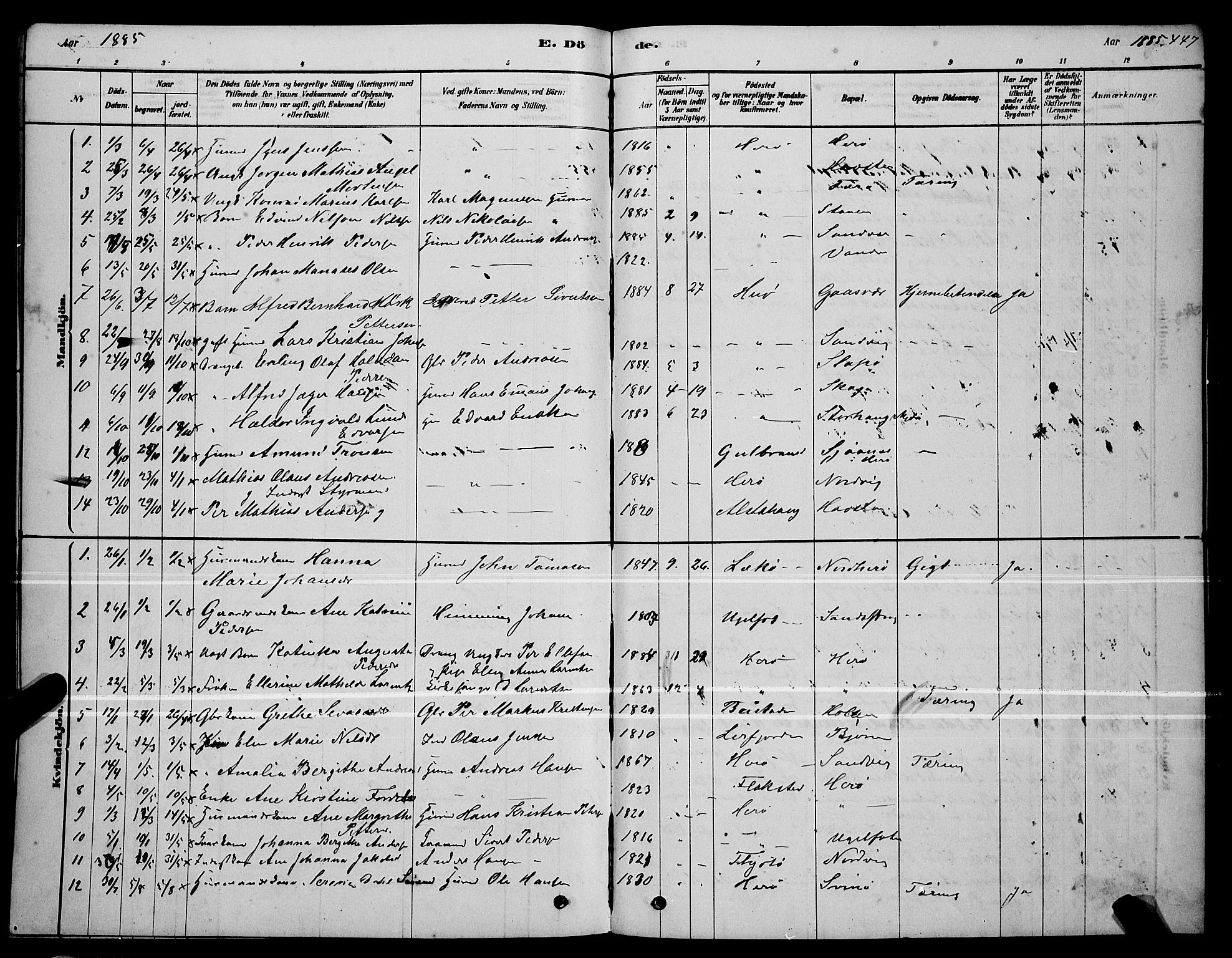 Ministerialprotokoller, klokkerbøker og fødselsregistre - Nordland, AV/SAT-A-1459/834/L0513: Parish register (copy) no. 834C04, 1877-1892, p. 447