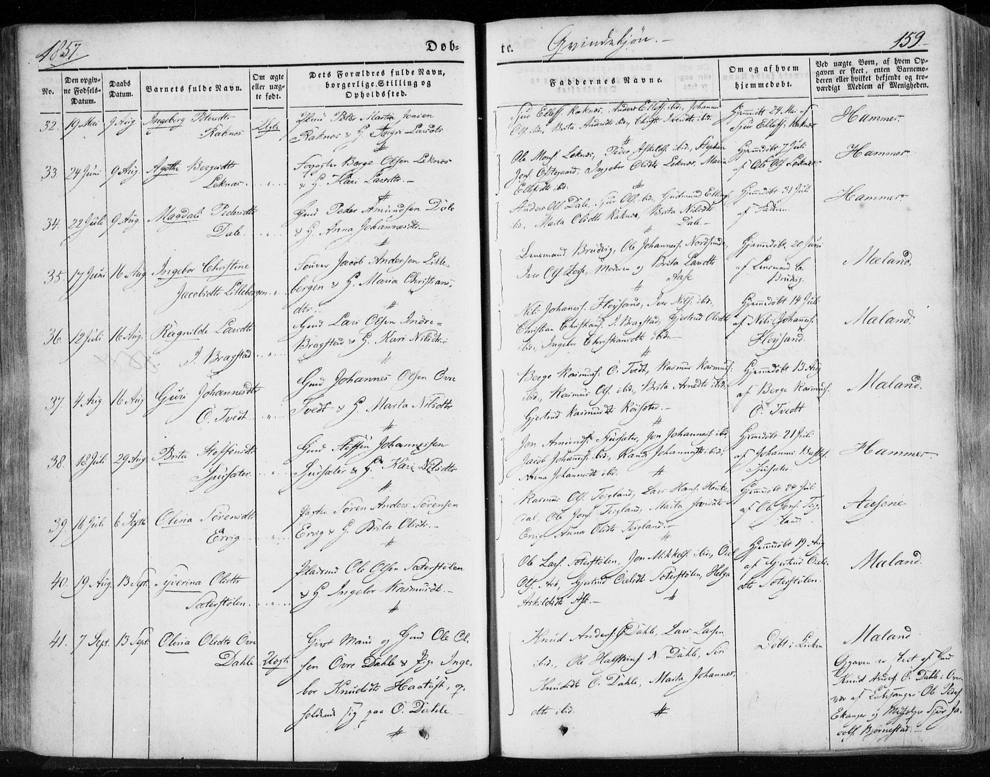 Hamre sokneprestembete, SAB/A-75501/H/Ha/Haa/Haaa/L0013: Parish register (official) no. A 13, 1846-1857, p. 159