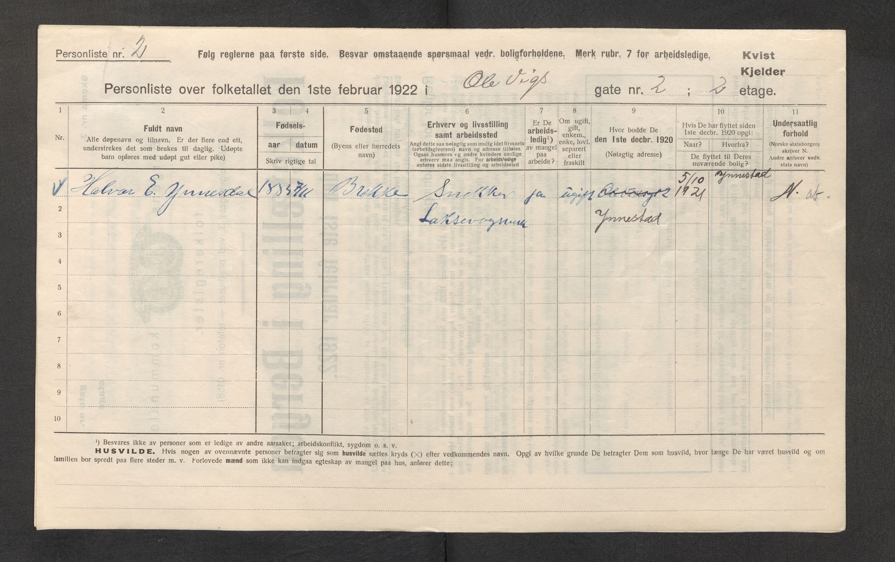 SAB, Municipal Census 1922 for Bergen, 1922, p. 30647