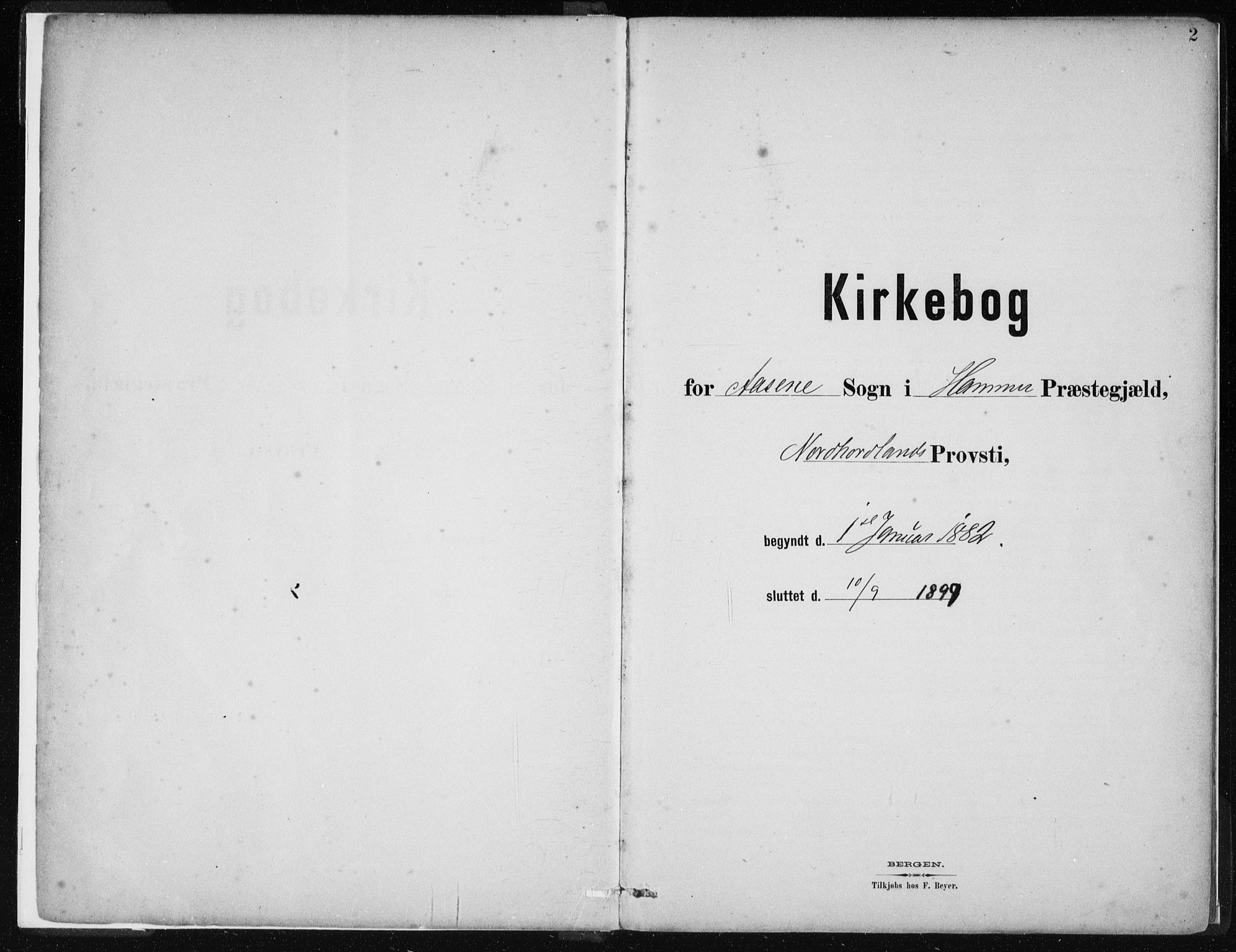 Hamre sokneprestembete, SAB/A-75501/H/Ha/Haa/Haad/L0001: Parish register (official) no. D  1, 1882-1906, p. 2