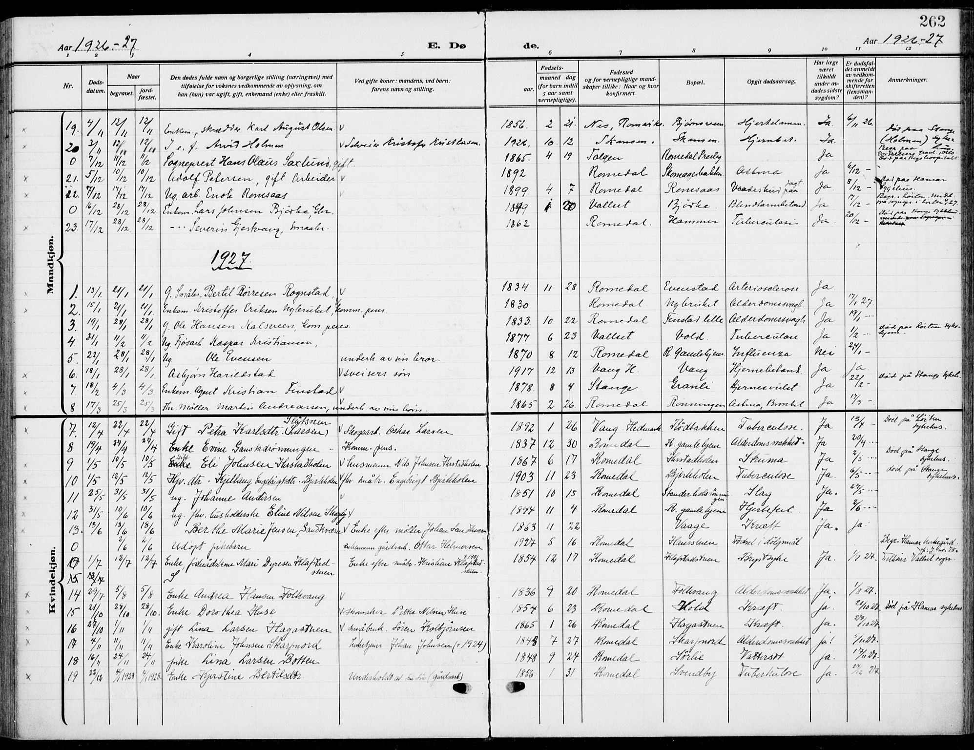 Romedal prestekontor, AV/SAH-PREST-004/K/L0012: Parish register (official) no. 12, 1913-1935, p. 262