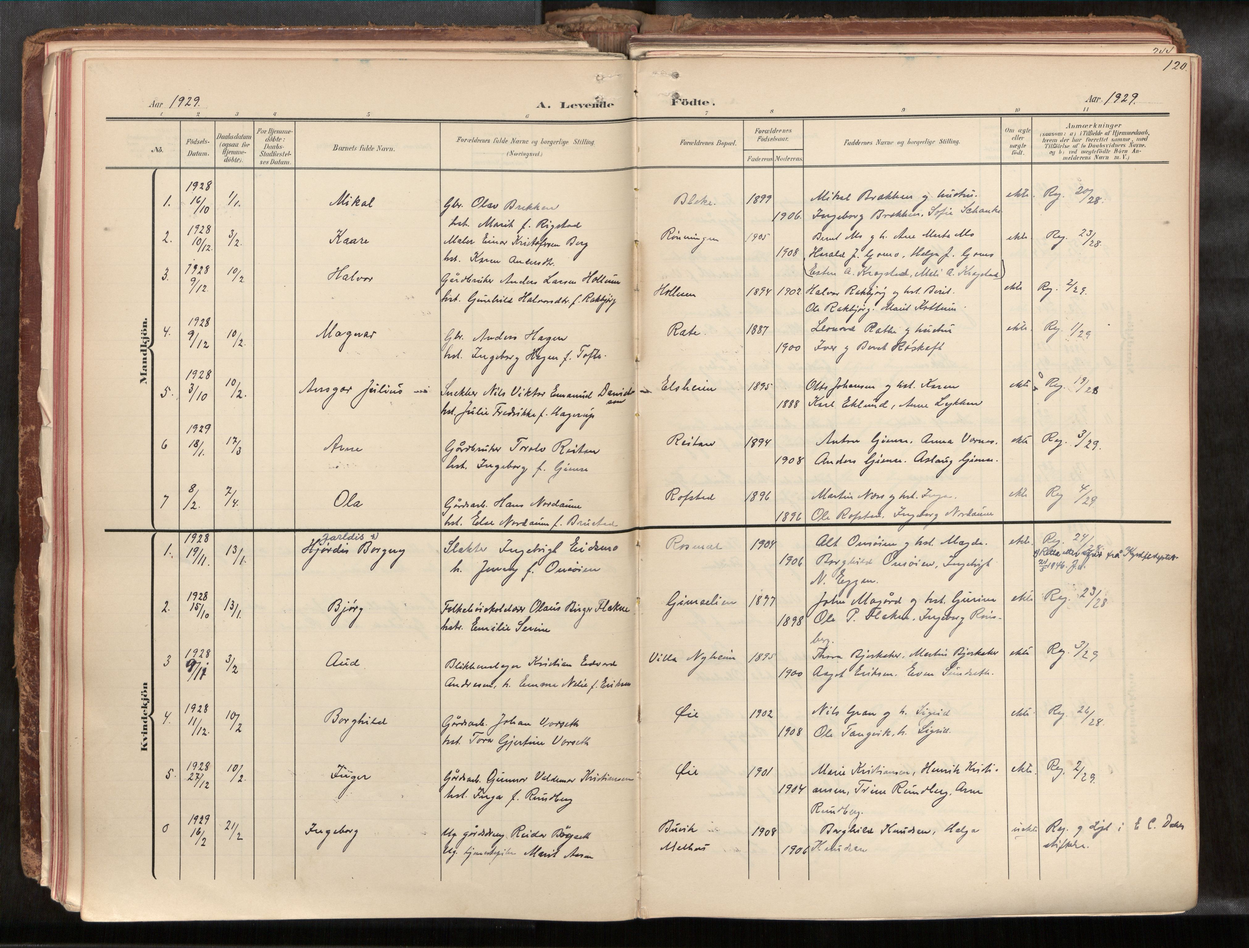 Ministerialprotokoller, klokkerbøker og fødselsregistre - Sør-Trøndelag, SAT/A-1456/691/L1085b: Parish register (official) no. 691A18, 1908-1930, p. 120