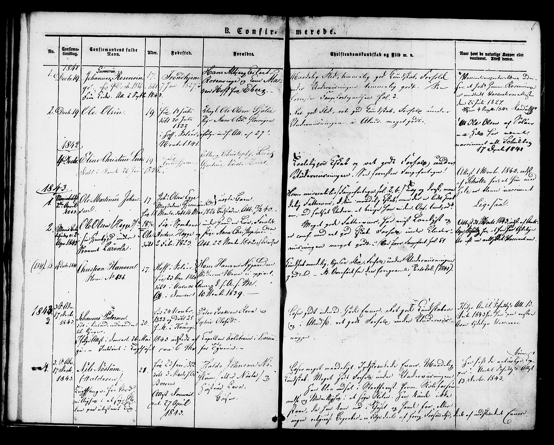 Ministerialprotokoller, klokkerbøker og fødselsregistre - Sør-Trøndelag, SAT/A-1456/624/L0480: Parish register (official) no. 624A01, 1841-1864, p. 6