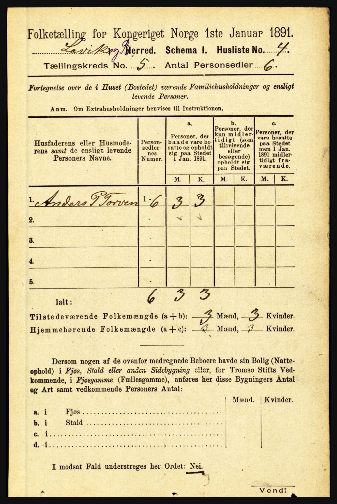 RA, 1891 census for 1415 Lavik og Brekke, 1891, p. 961