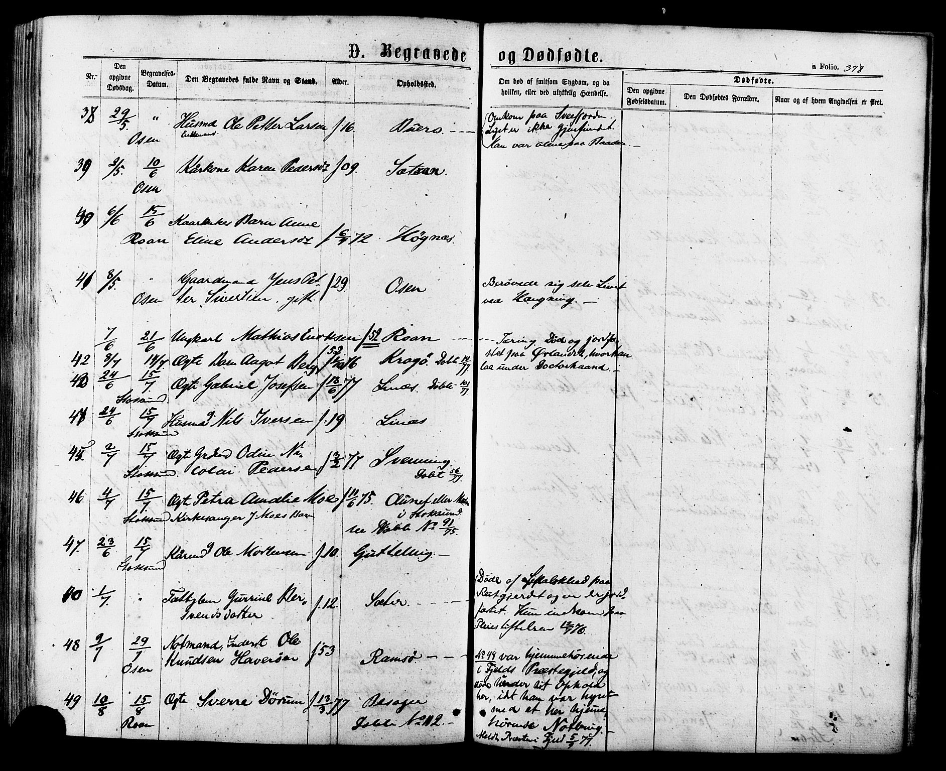 Ministerialprotokoller, klokkerbøker og fødselsregistre - Sør-Trøndelag, AV/SAT-A-1456/657/L0706: Parish register (official) no. 657A07, 1867-1878, p. 378