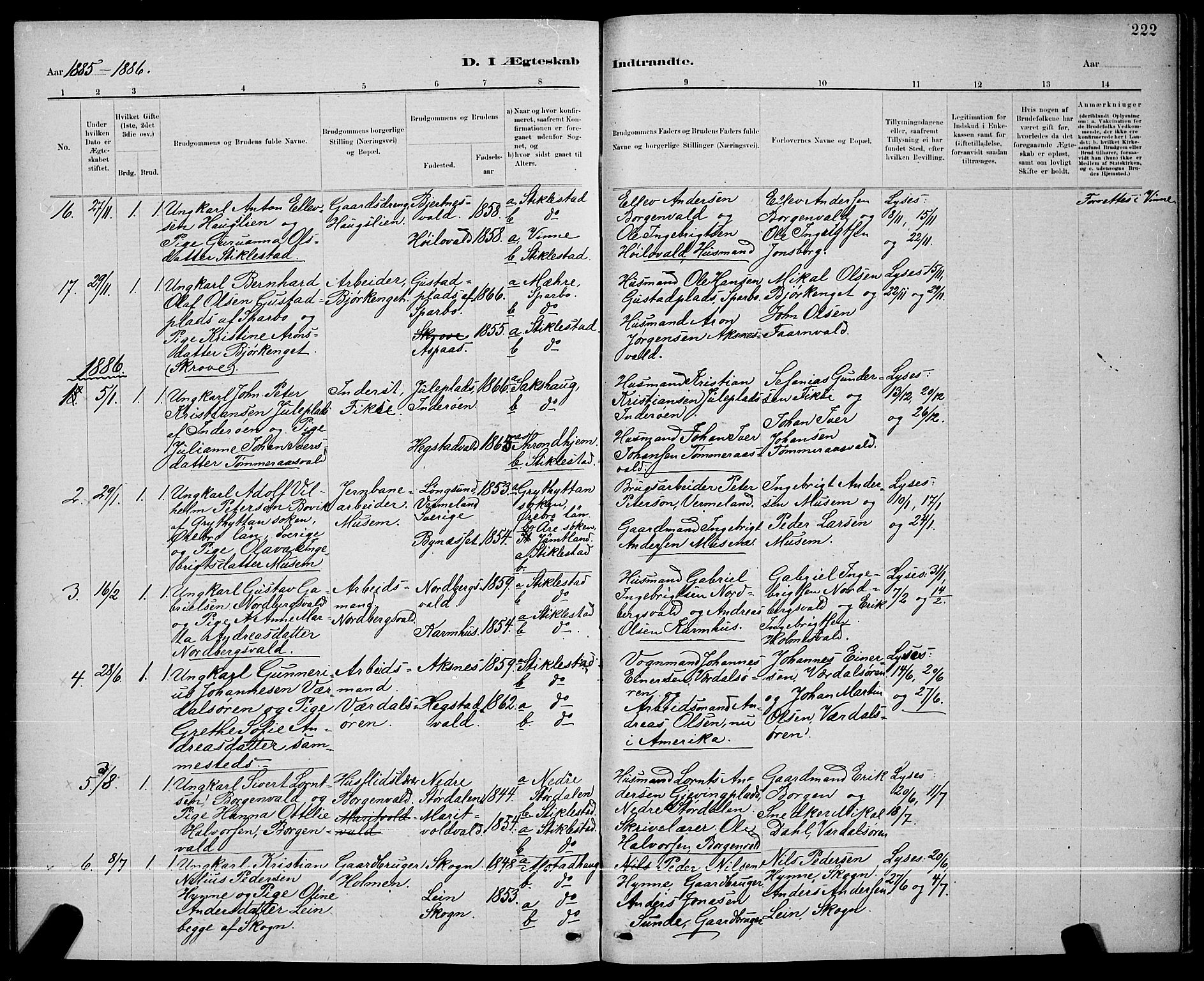 Ministerialprotokoller, klokkerbøker og fødselsregistre - Nord-Trøndelag, SAT/A-1458/723/L0256: Parish register (copy) no. 723C04, 1879-1890, p. 222