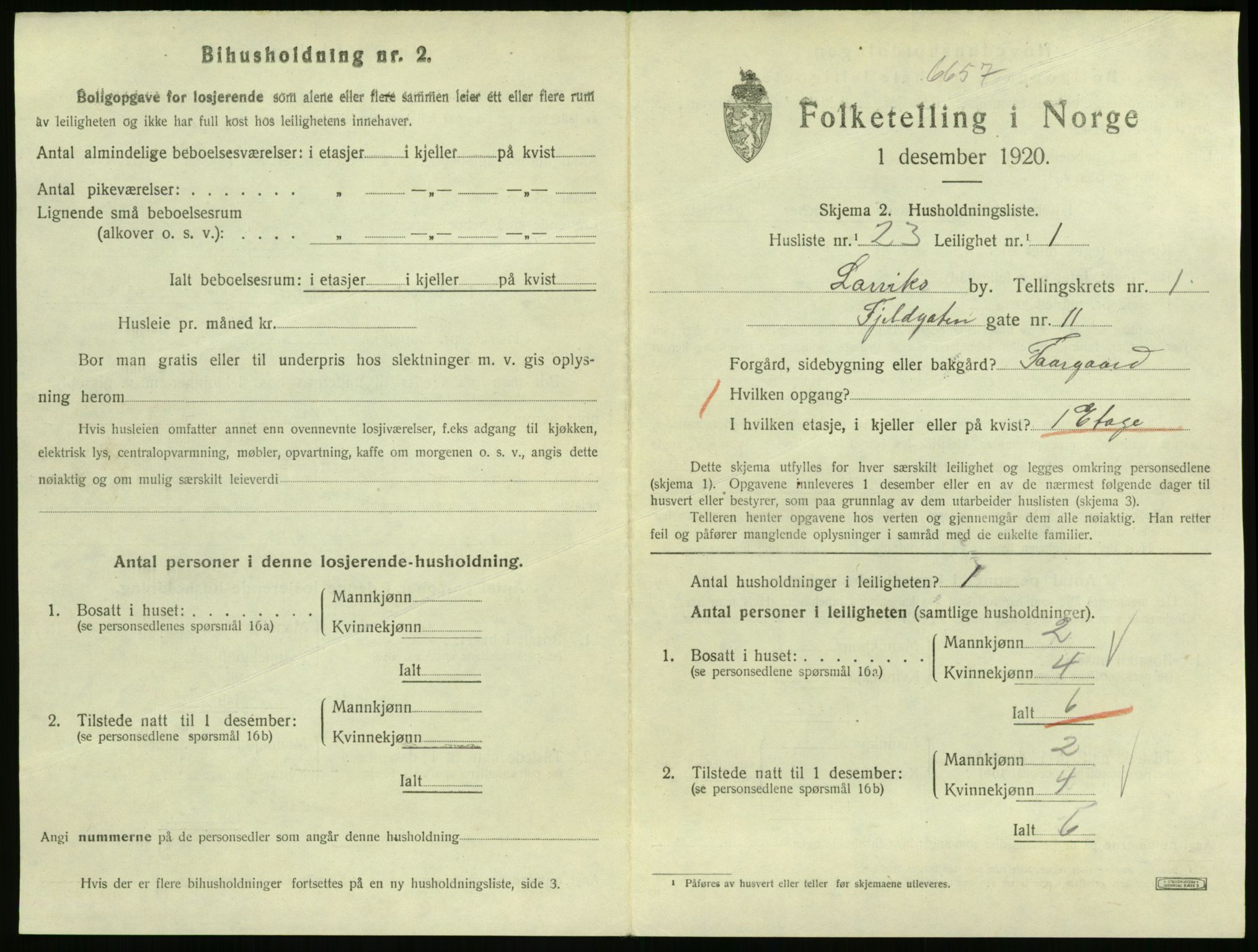 SAKO, 1920 census for Larvik, 1920, p. 3102