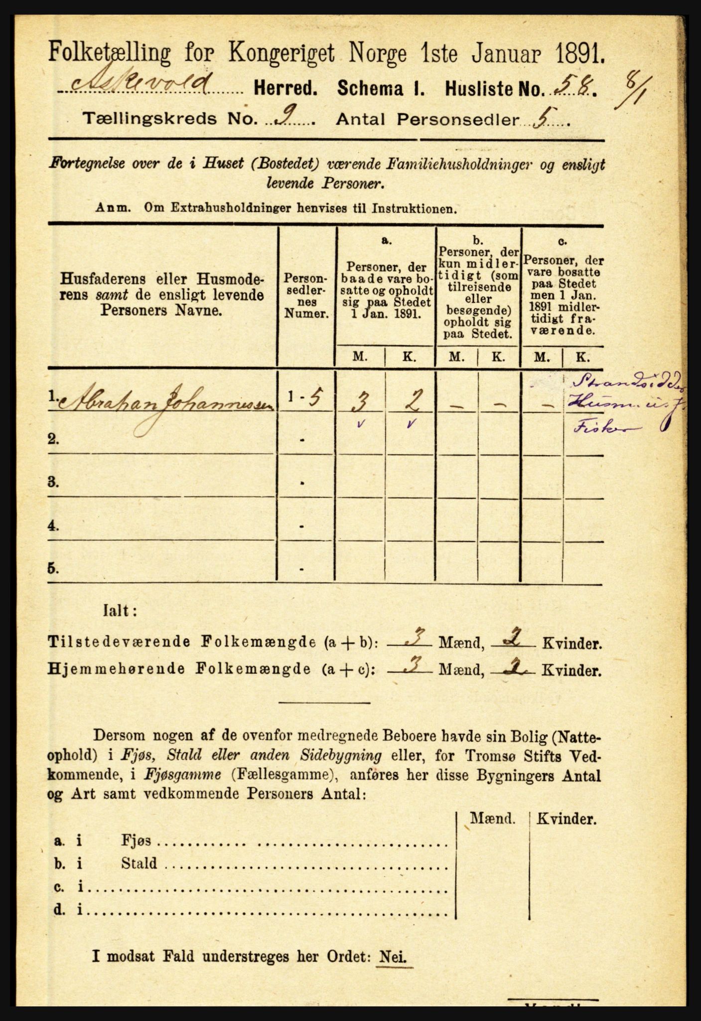 RA, 1891 census for 1428 Askvoll, 1891, p. 2549