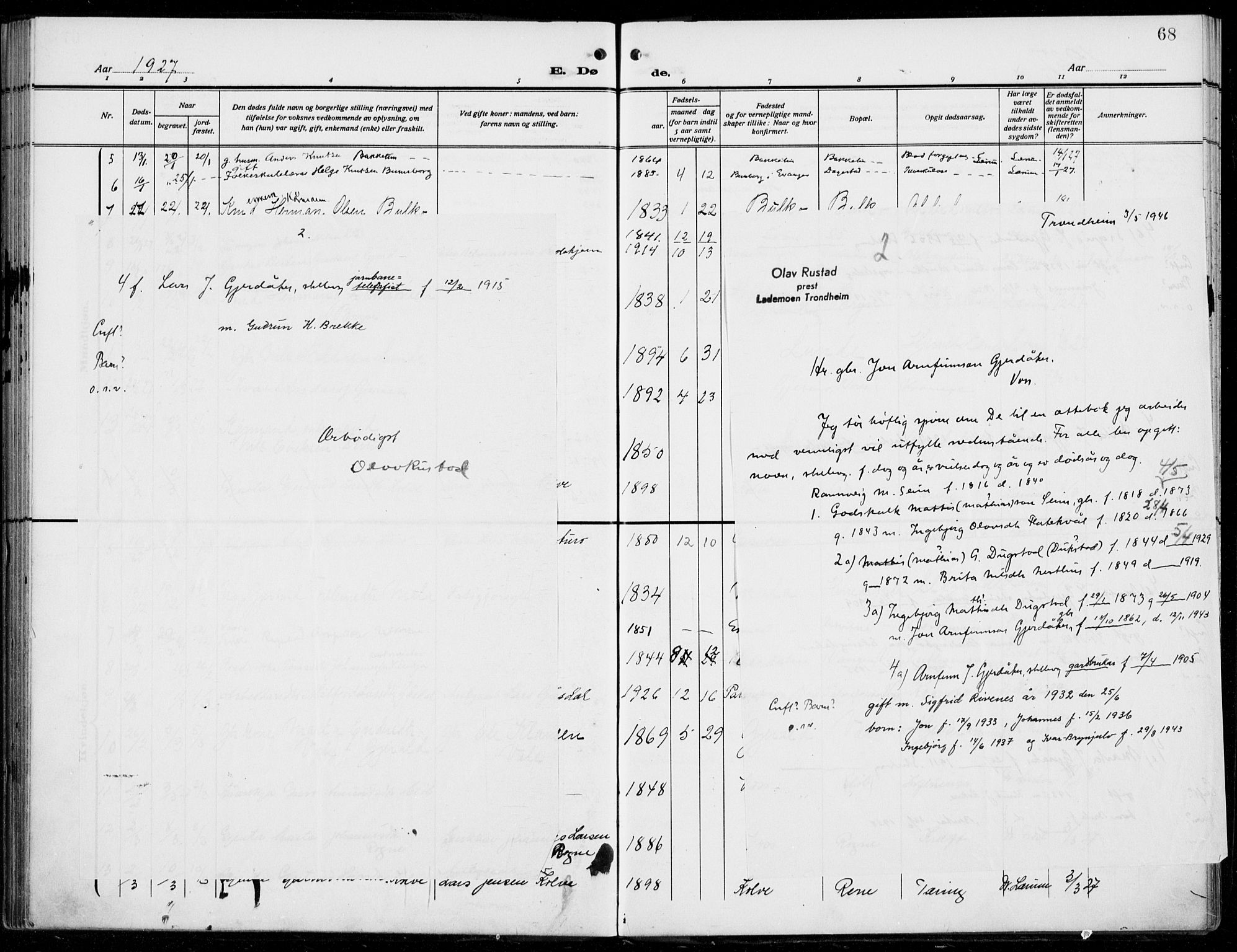 Voss sokneprestembete, SAB/A-79001/H/Haa: Parish register (official) no. D  2, 1910-1932, p. 68