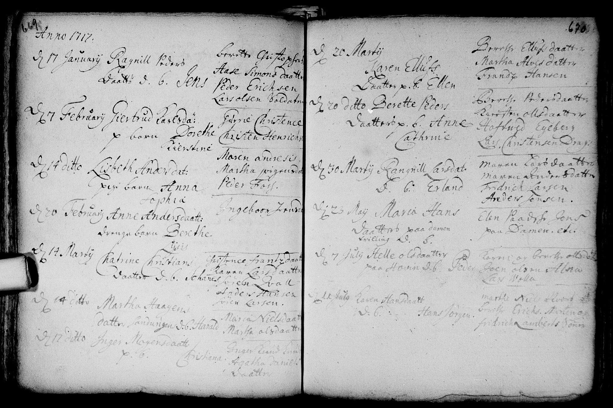 Aker prestekontor kirkebøker, AV/SAO-A-10861/F/L0002: Parish register (official) no. 2, 1714-1720, p. 669-670