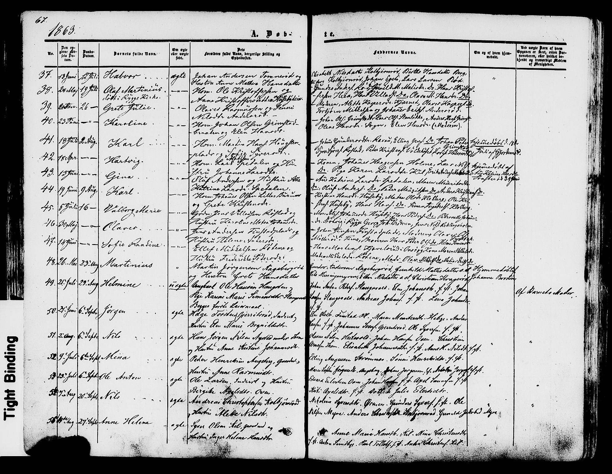 Råde prestekontor kirkebøker, AV/SAO-A-2009/F/Fa/L0006: Parish register (official) no. 6, 1854-1877, p. 67